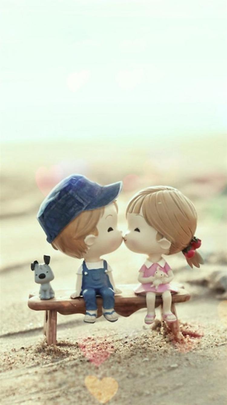 Cute Cartoon Kissing Couple iPhone 6 Wallpaper Download
