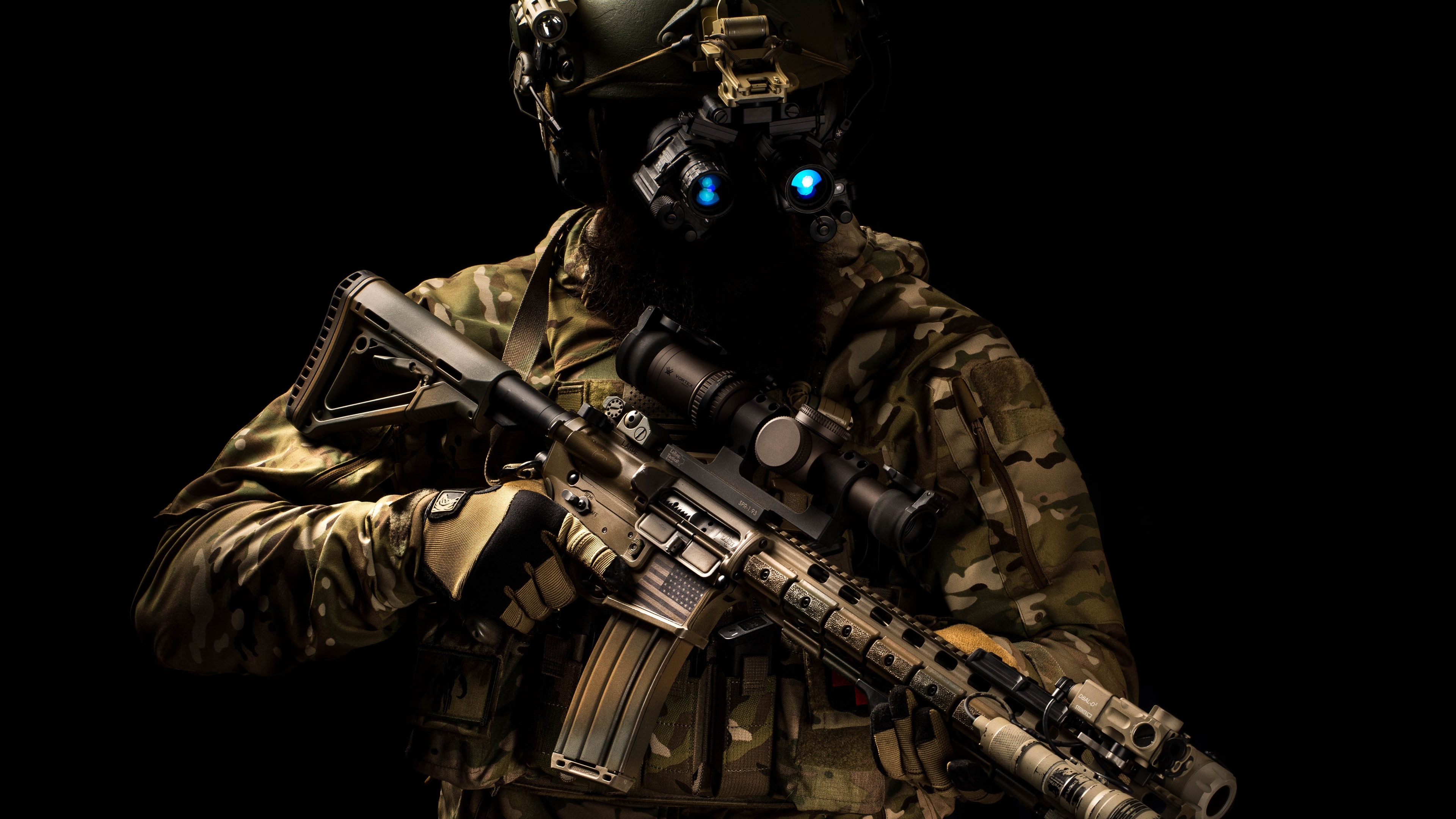 Special forces, helmet, assault rifle 1242x2688 iPhone XS