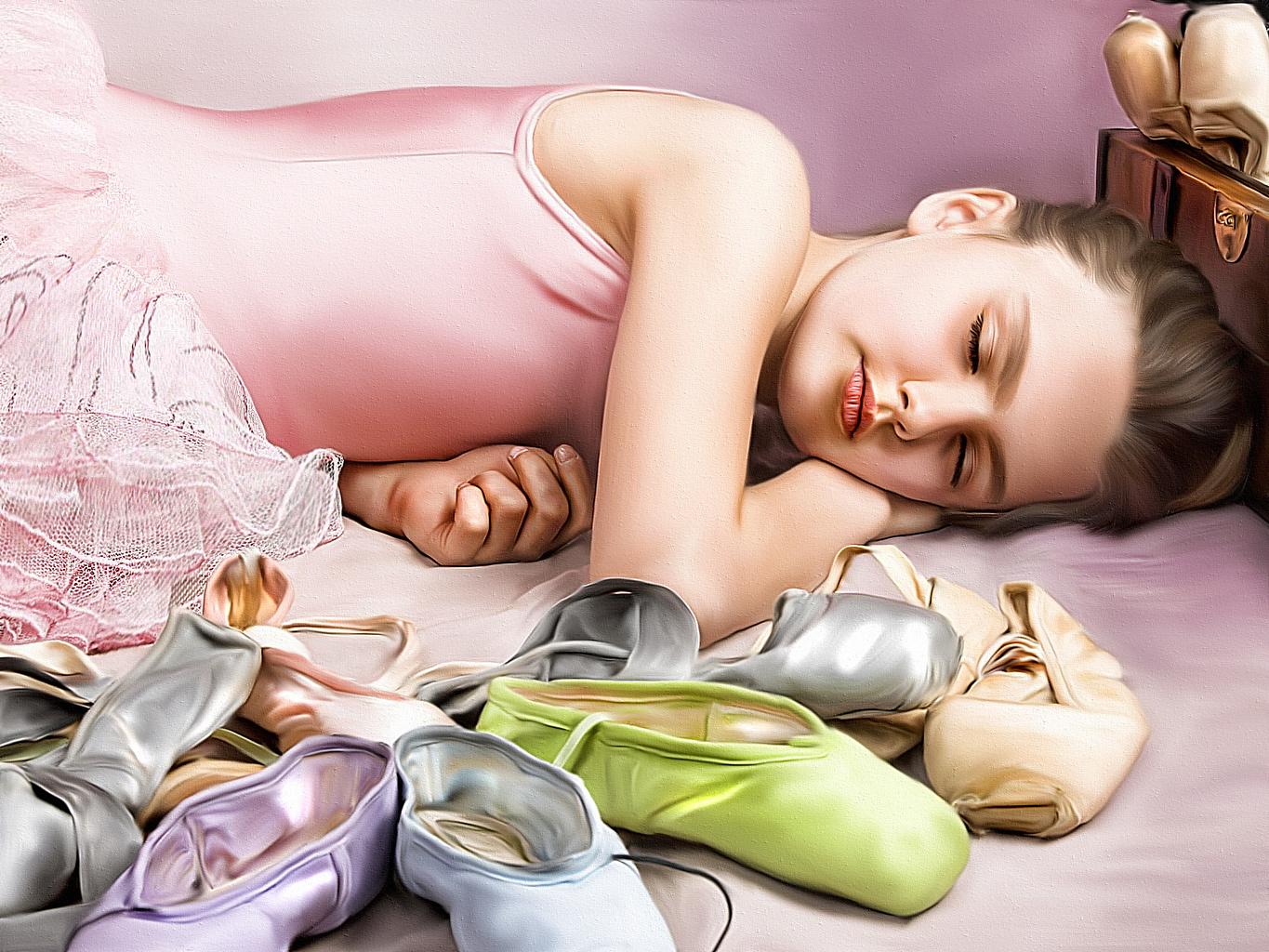 Picture Little girls Ballet Ballerina Children Sleep Resting