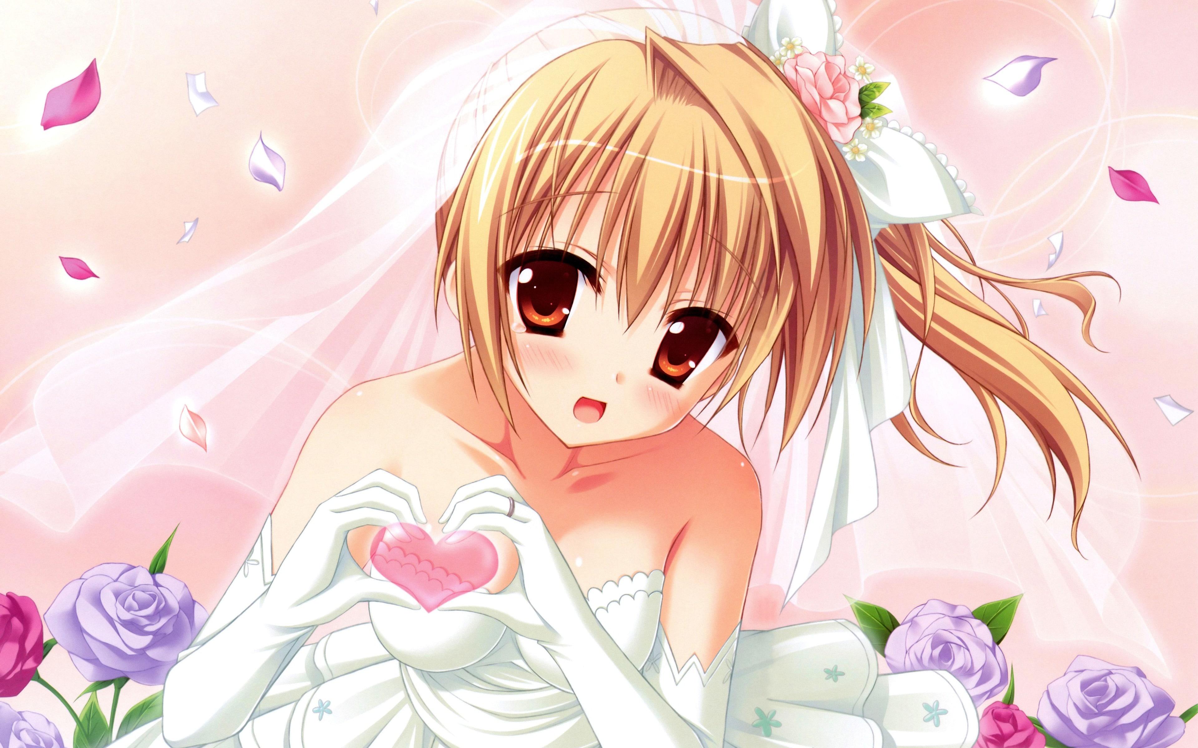 Cute Manga Girl Wedding Dress 4k Wallpaper and Free