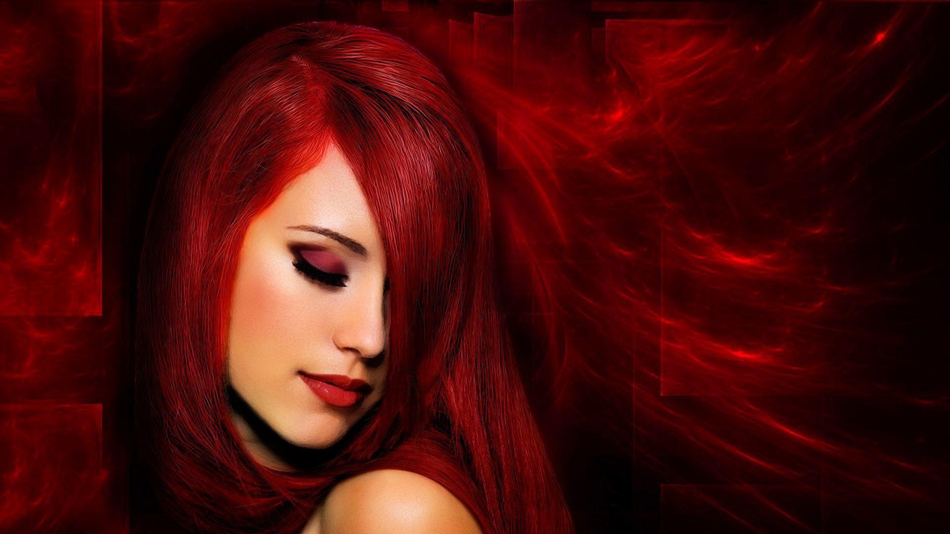Fantasy Entropy Red Girl Red Hair Wallpaper