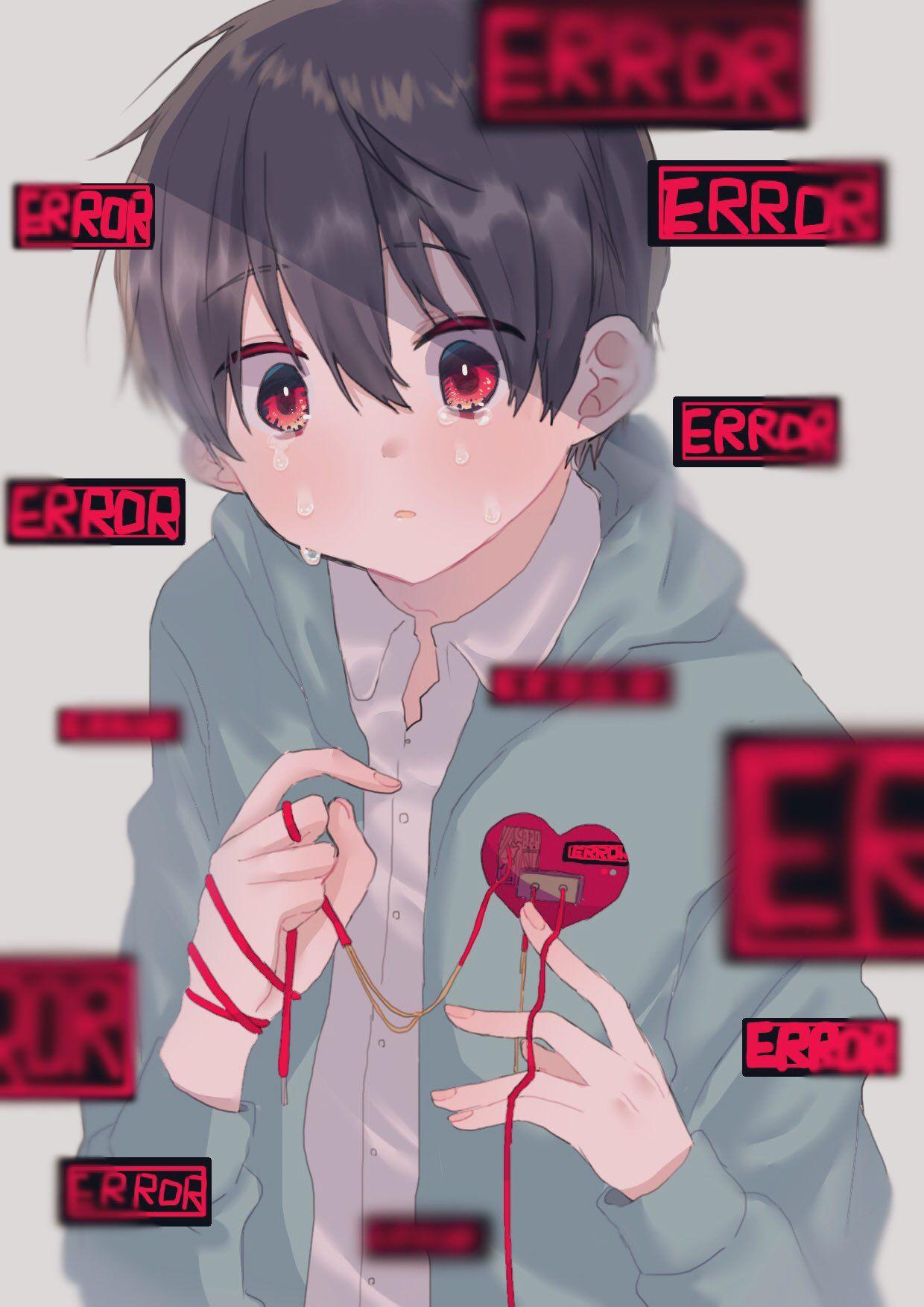 Error Glitch - Sad Anime Boy | Postcard