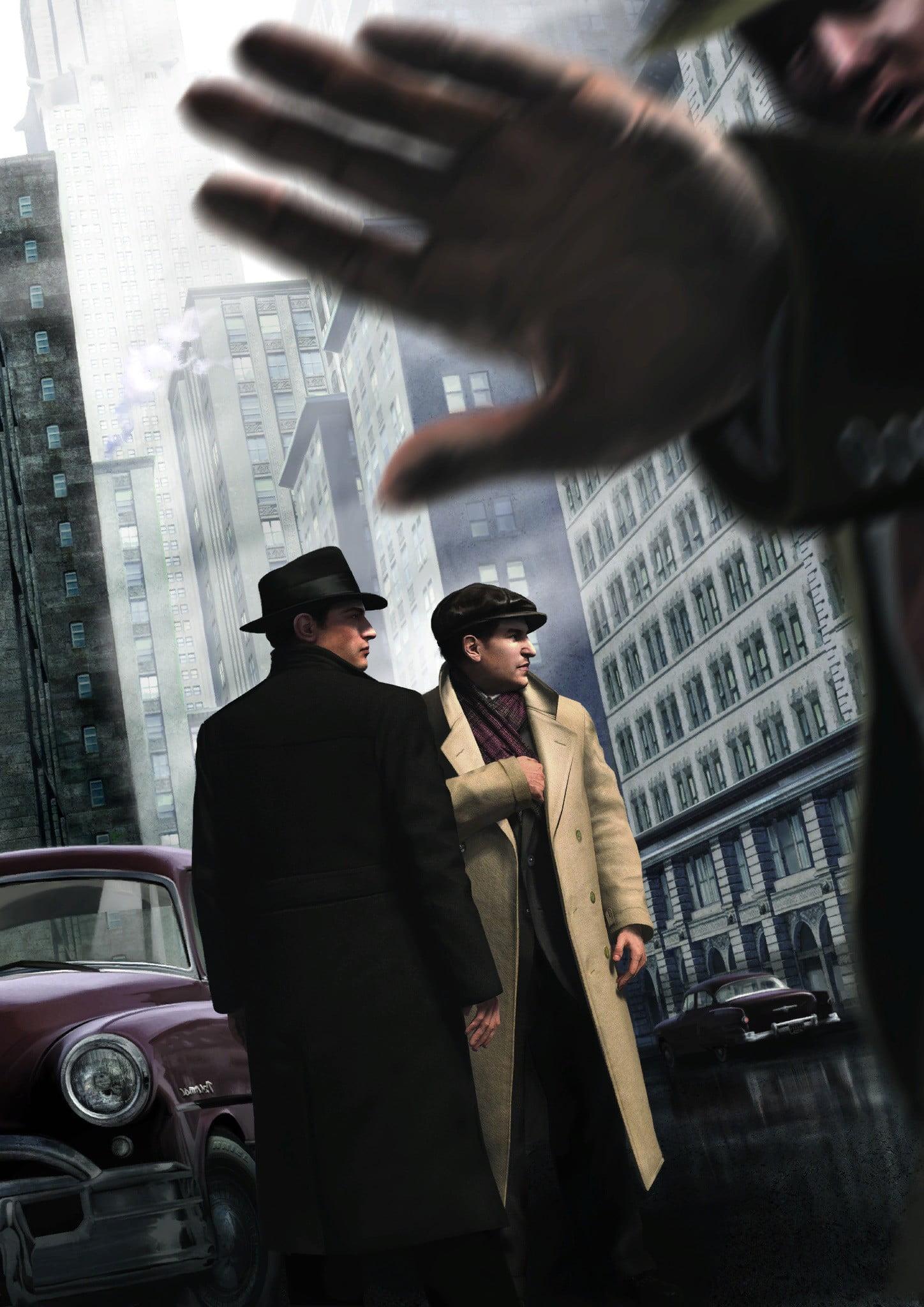Black vintage car, monochrome, video games, Mafia II, car HD wallpaper