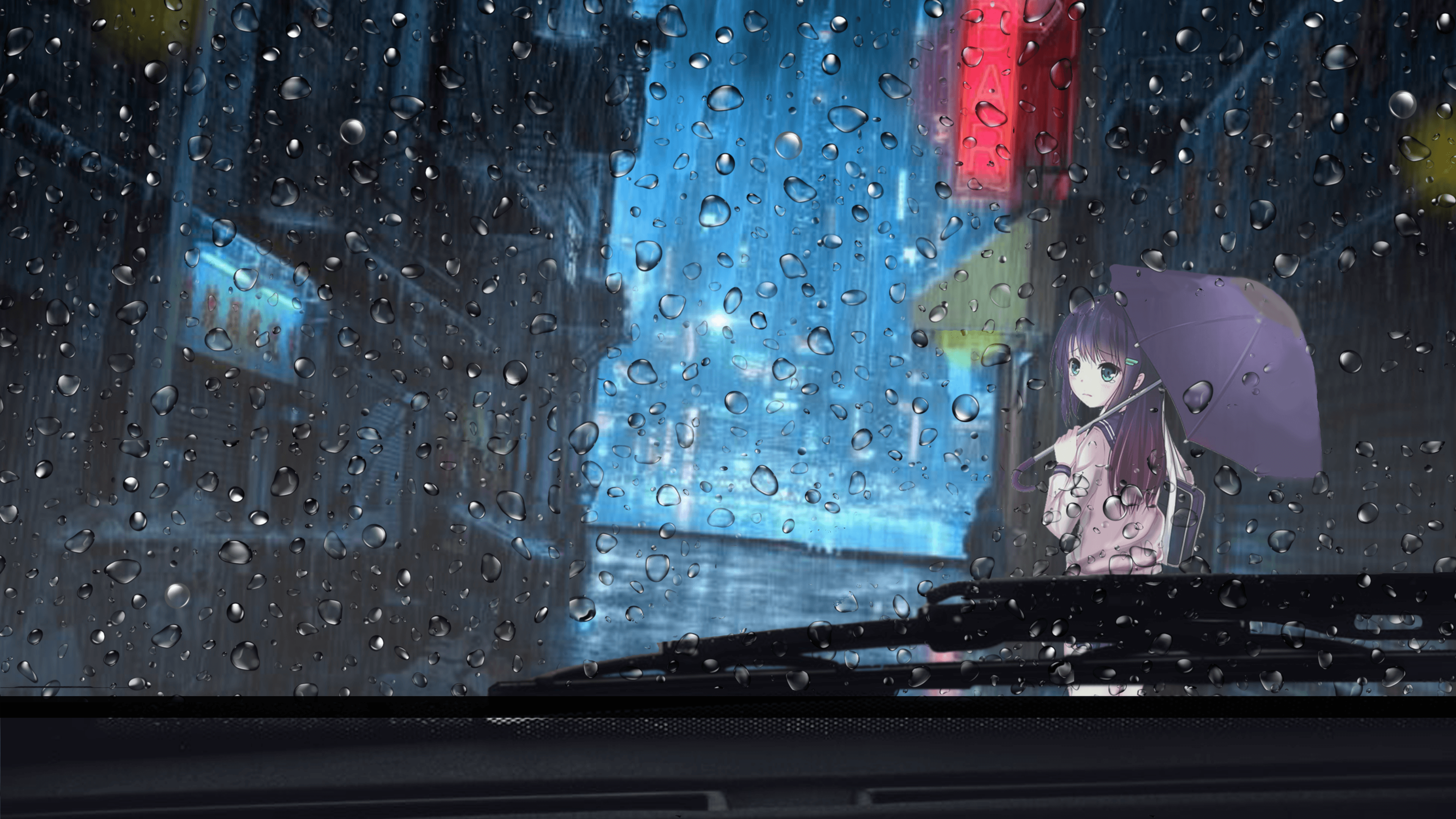 Download 8k Anime Girl In Rain Wallpaper