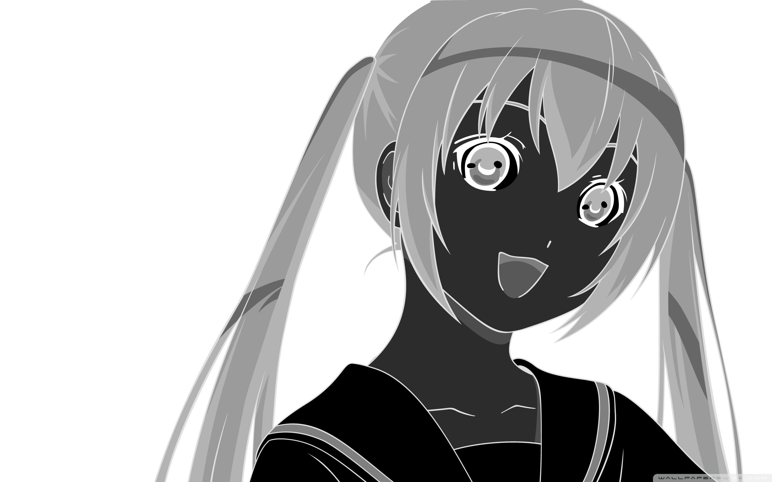 Happy Girl Anime Monochrome Ultra HD Desktop Background Wallpaper