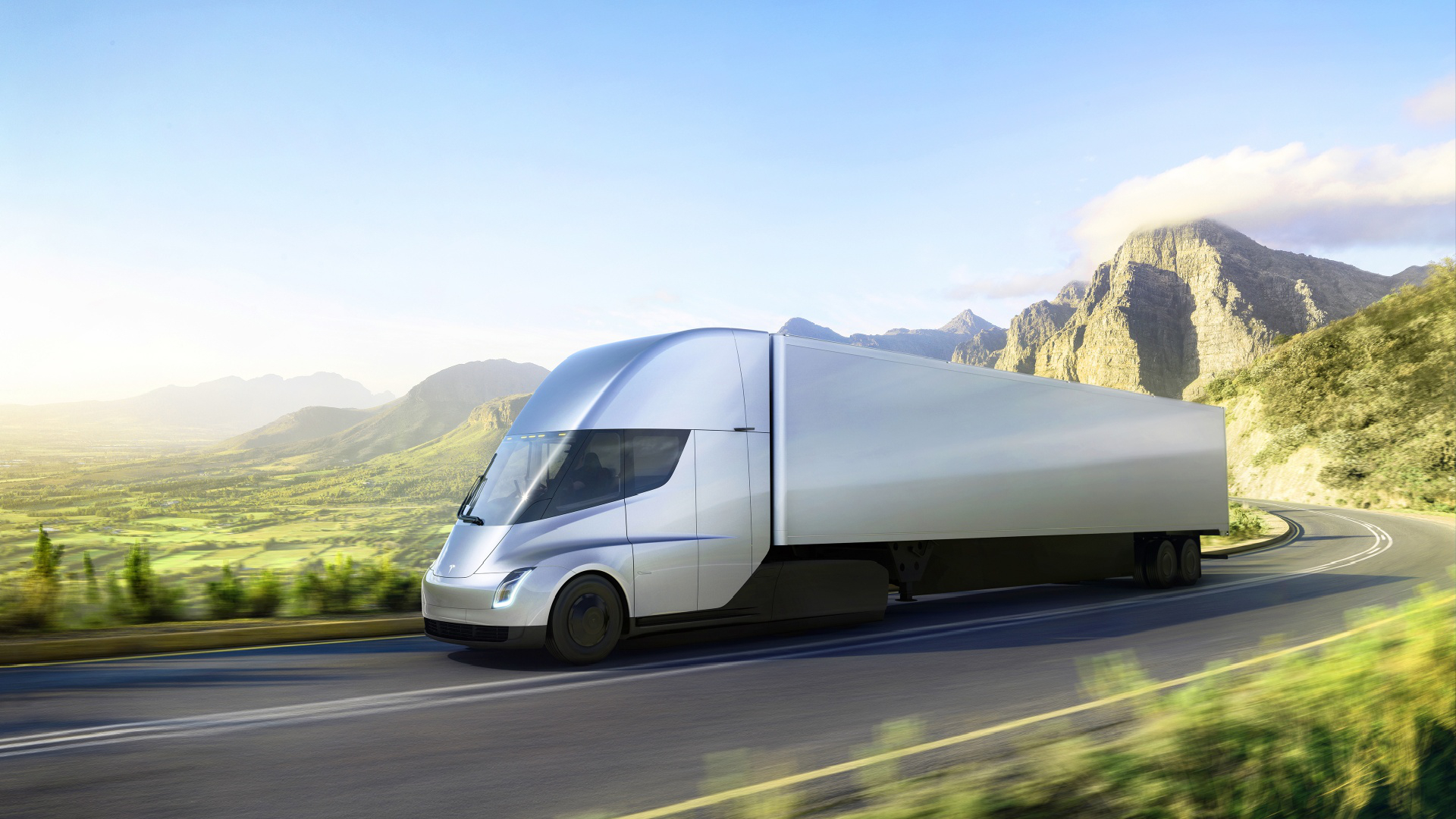 Tesla Semi Electric Truck Road Download Free Image