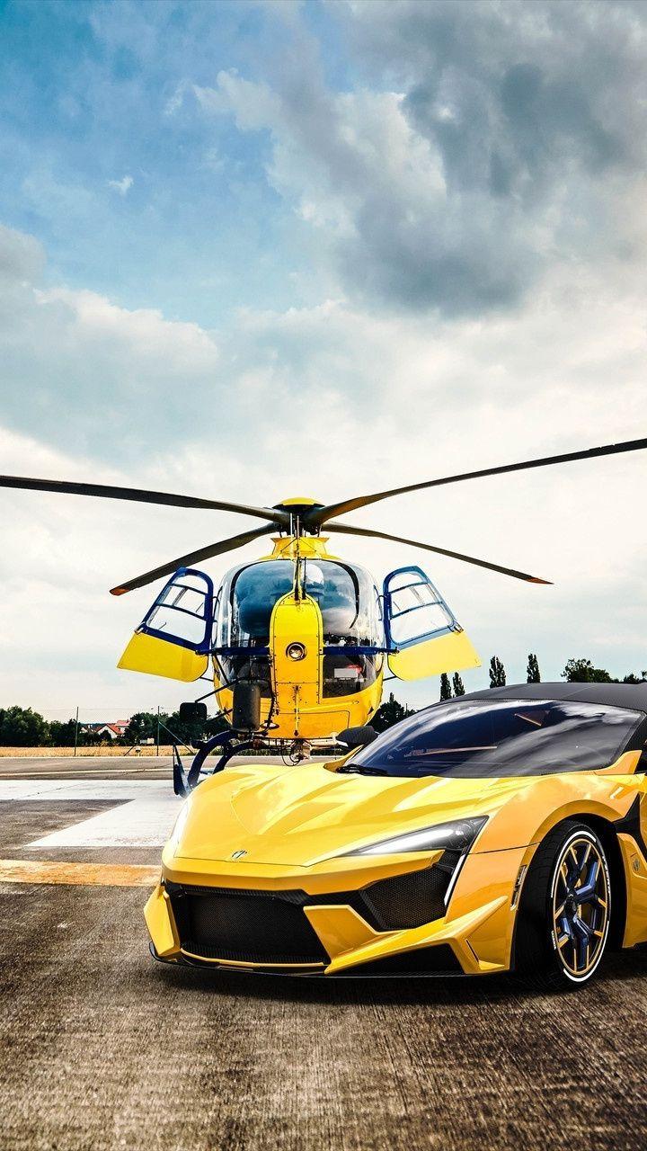 Helicopter and Fenyr SuperSport, 720x1280 wallpaper. Car