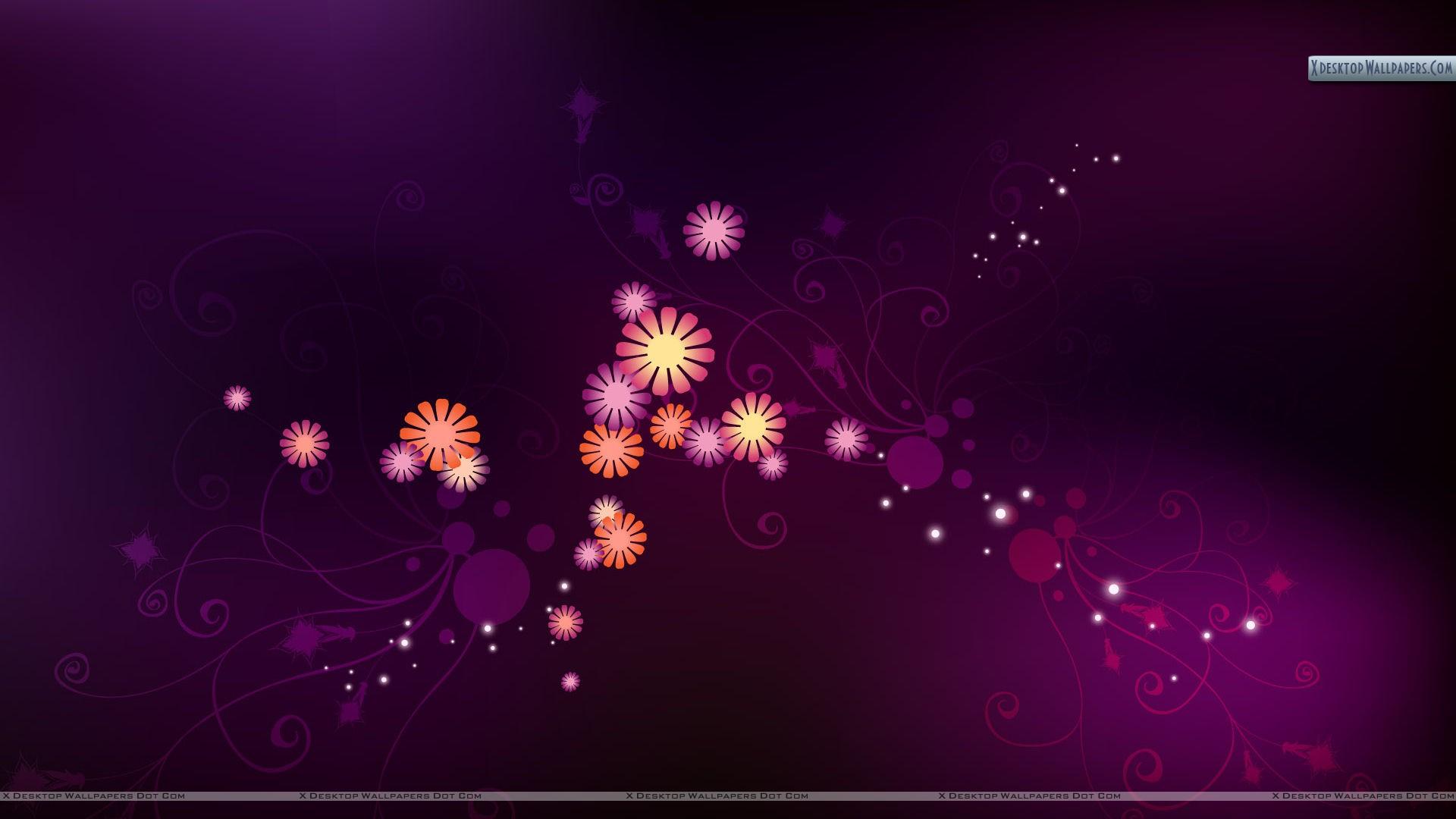 Purple Abstract Flowers Wallpaper