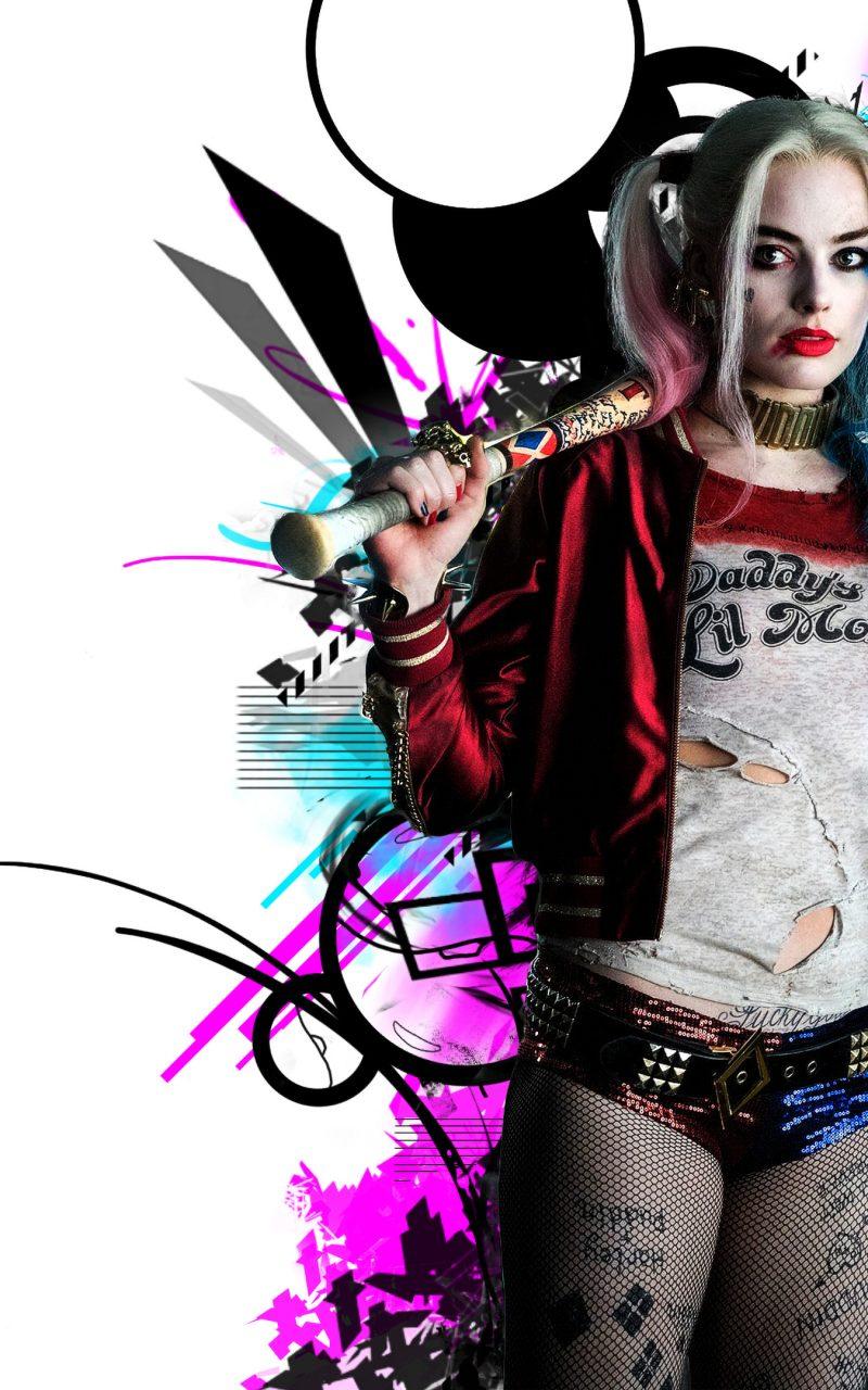 Harley Quinn Suicide Squad Red Blue 4K Wallpaper