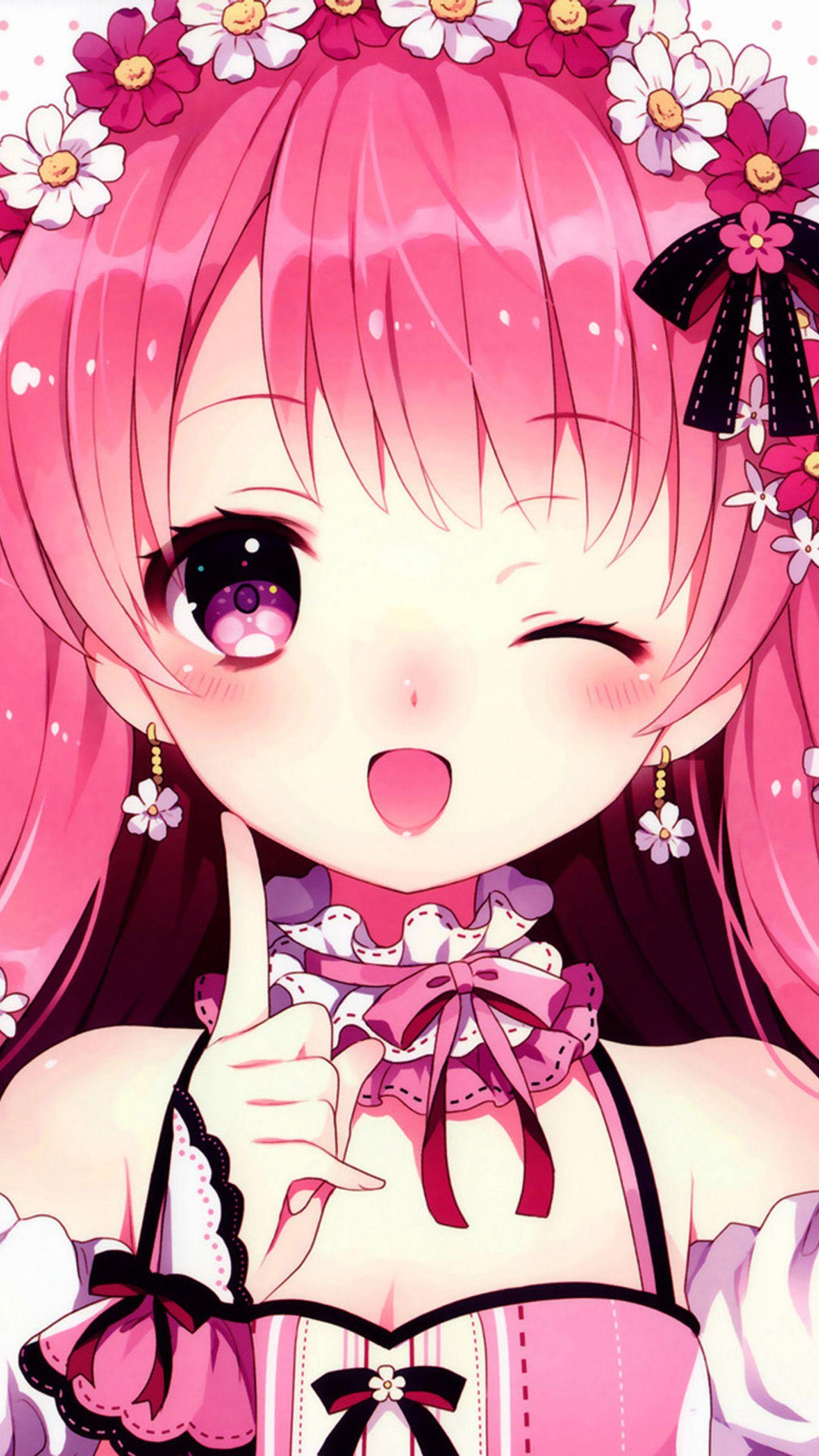 anime girl pink wallpaper cool