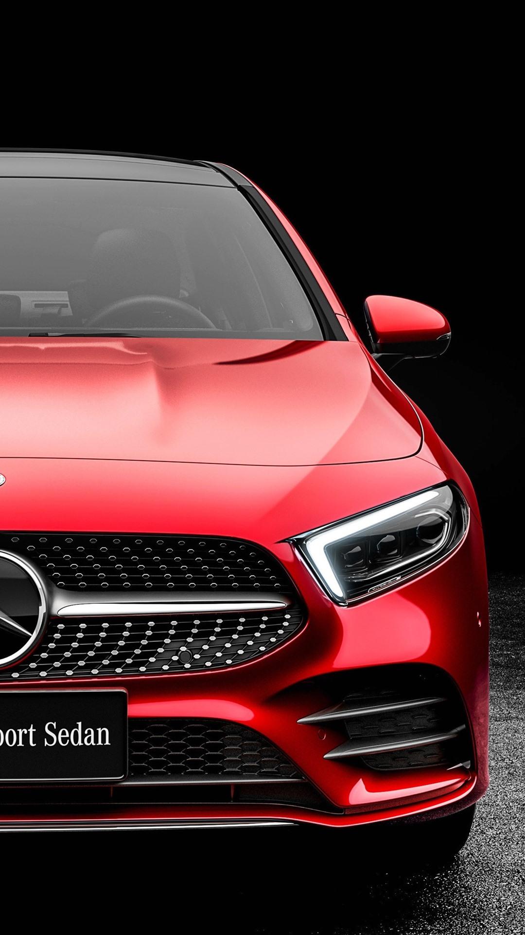 Mercedes Benz A Class A200 Red Car Front View 1080x1920