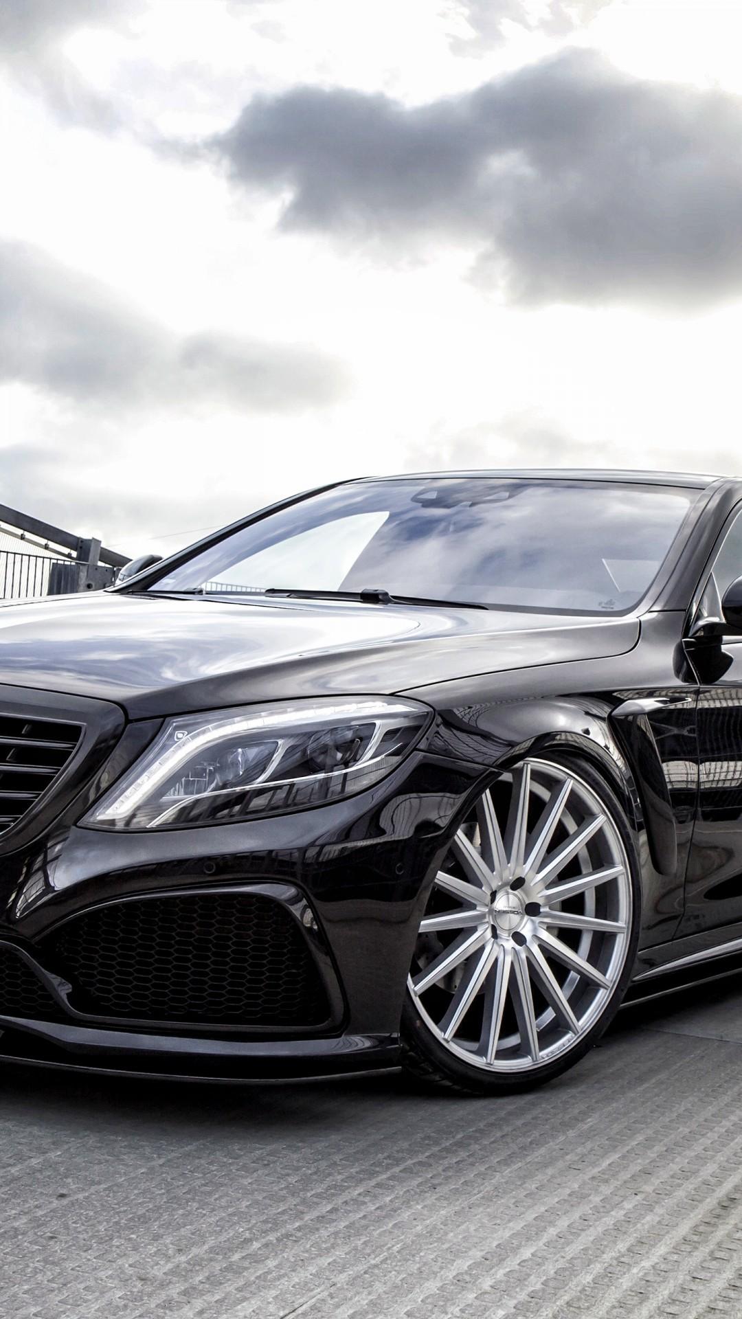 Download 1080x1920 Mercedes Benz S Class, Black, Front View