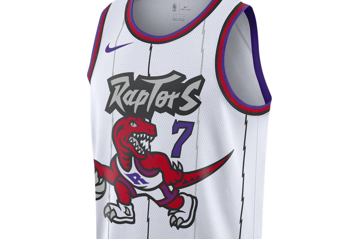 The new Toronto Raptors Hardwood Classic dinosaur jerseys