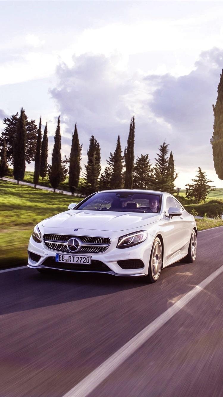 Mercedes Benz S Class Coupe White Car In The Road 750x1334