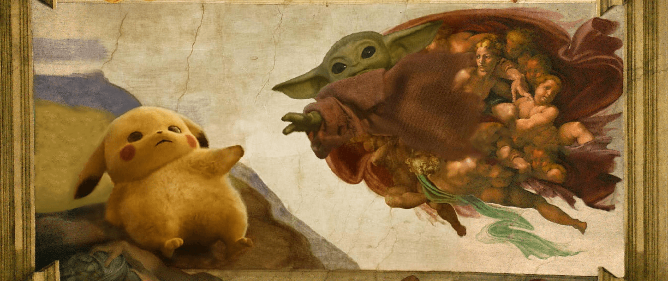 Baby Yoda and Pikachu Ultrawide Wallpaper