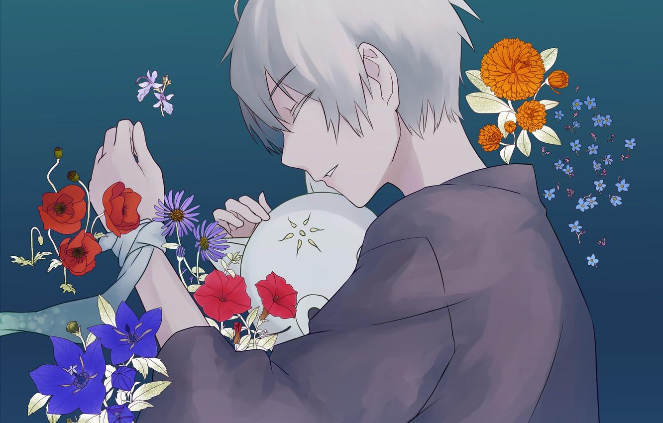 Wallpaper flowers, anime, art, guy, Hotarubi no Mori e, Gin
