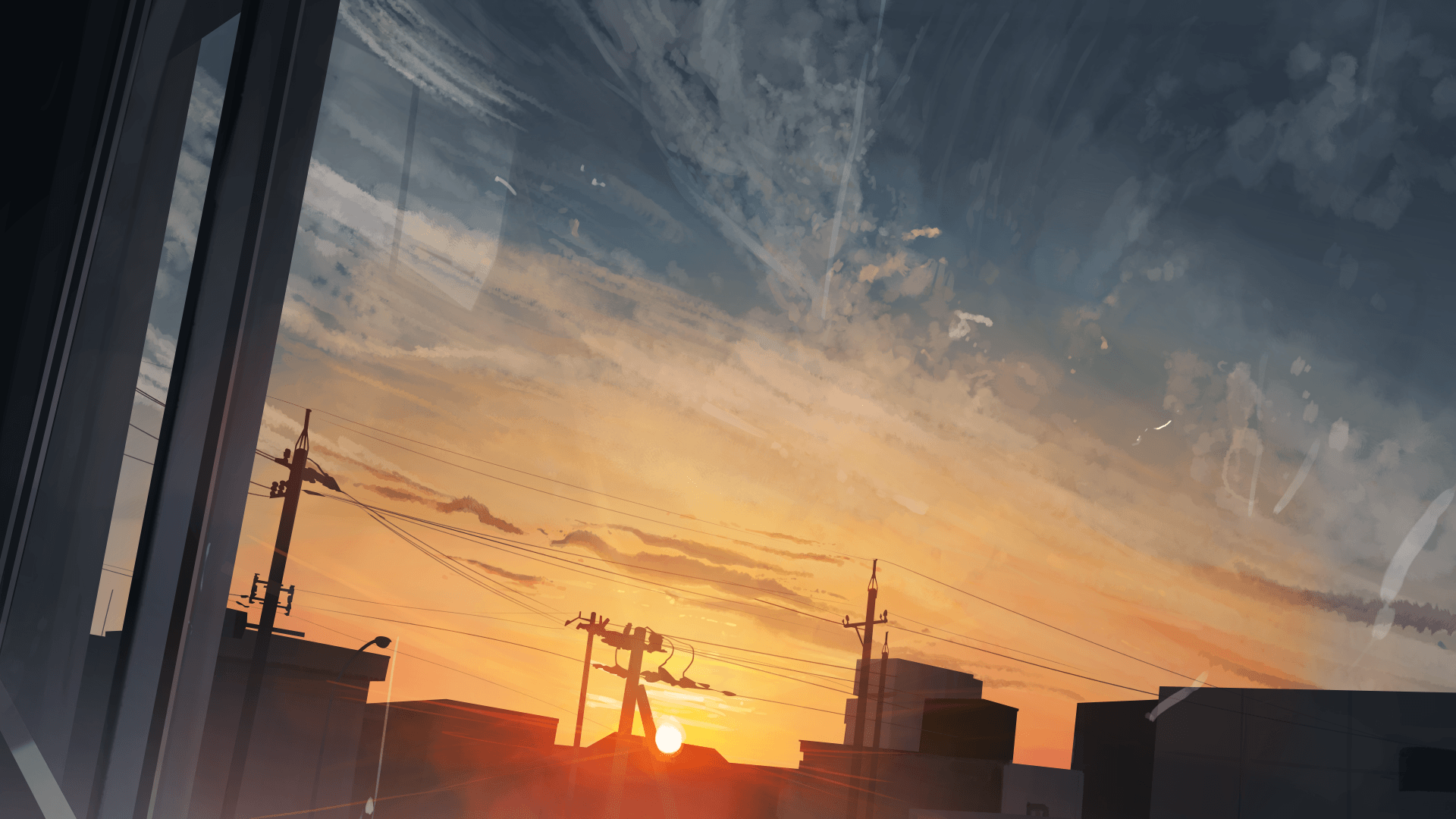 Skyline, fantasy sky, 4K (horizontal). Drawing in 2019