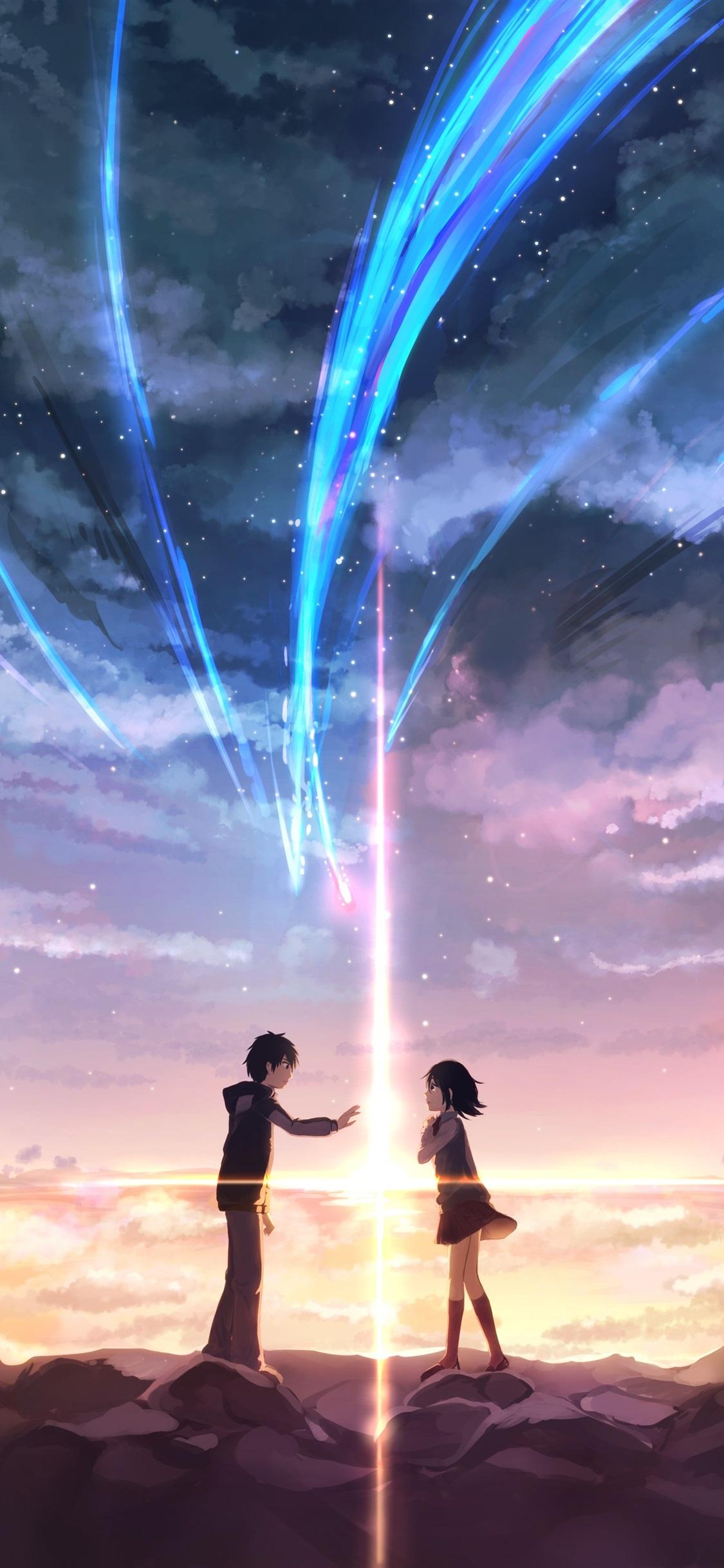 Your Name, girl and boy, love, Japanese anime 1125x2436