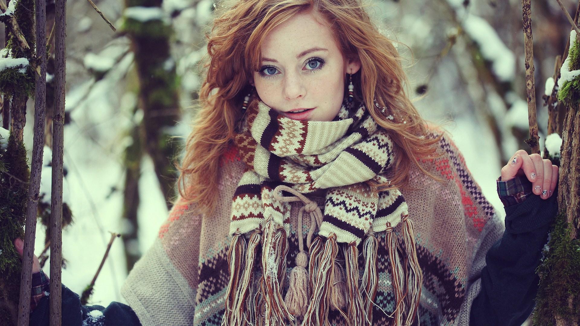 Winter Girl Wallpaper Image Photo Picture Background