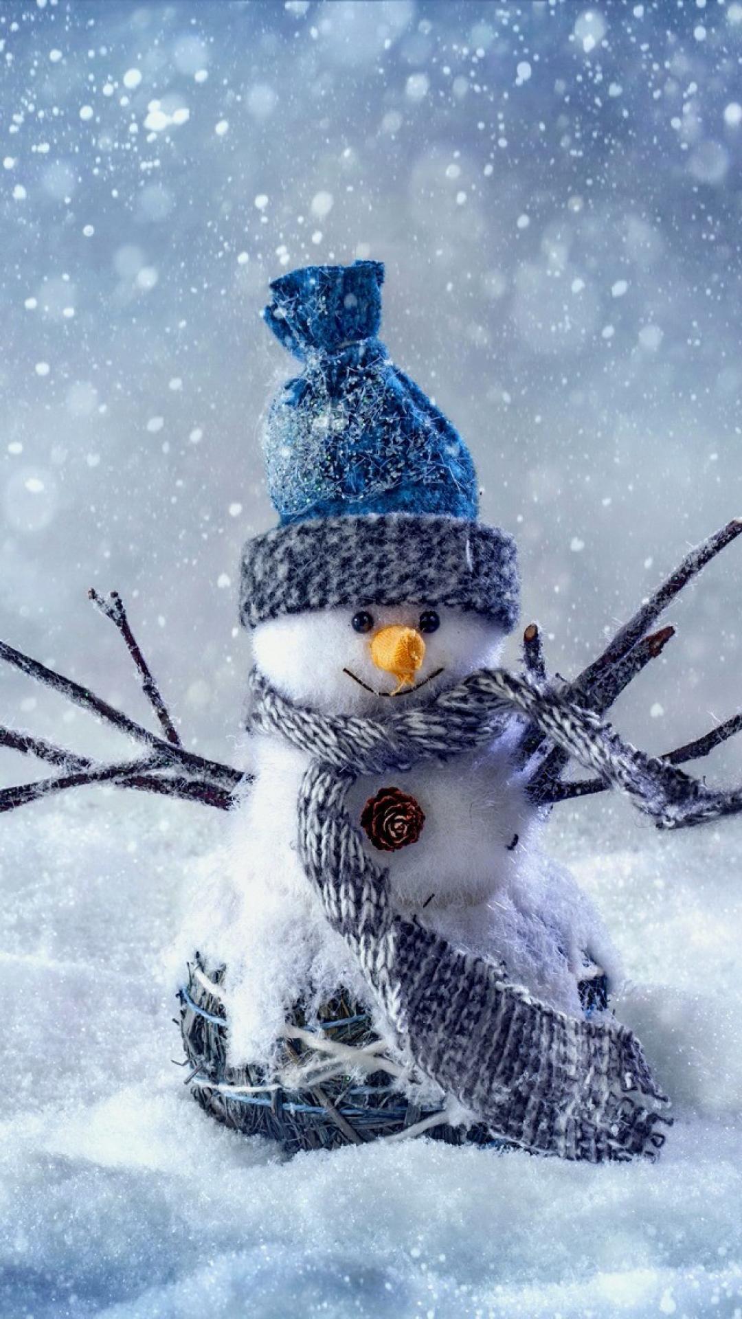 Snowman. Cute winter iPhoneX wallpaper