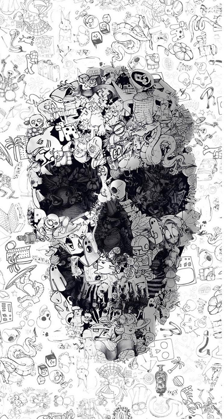 The iPhone Wallpaper Doodle skull