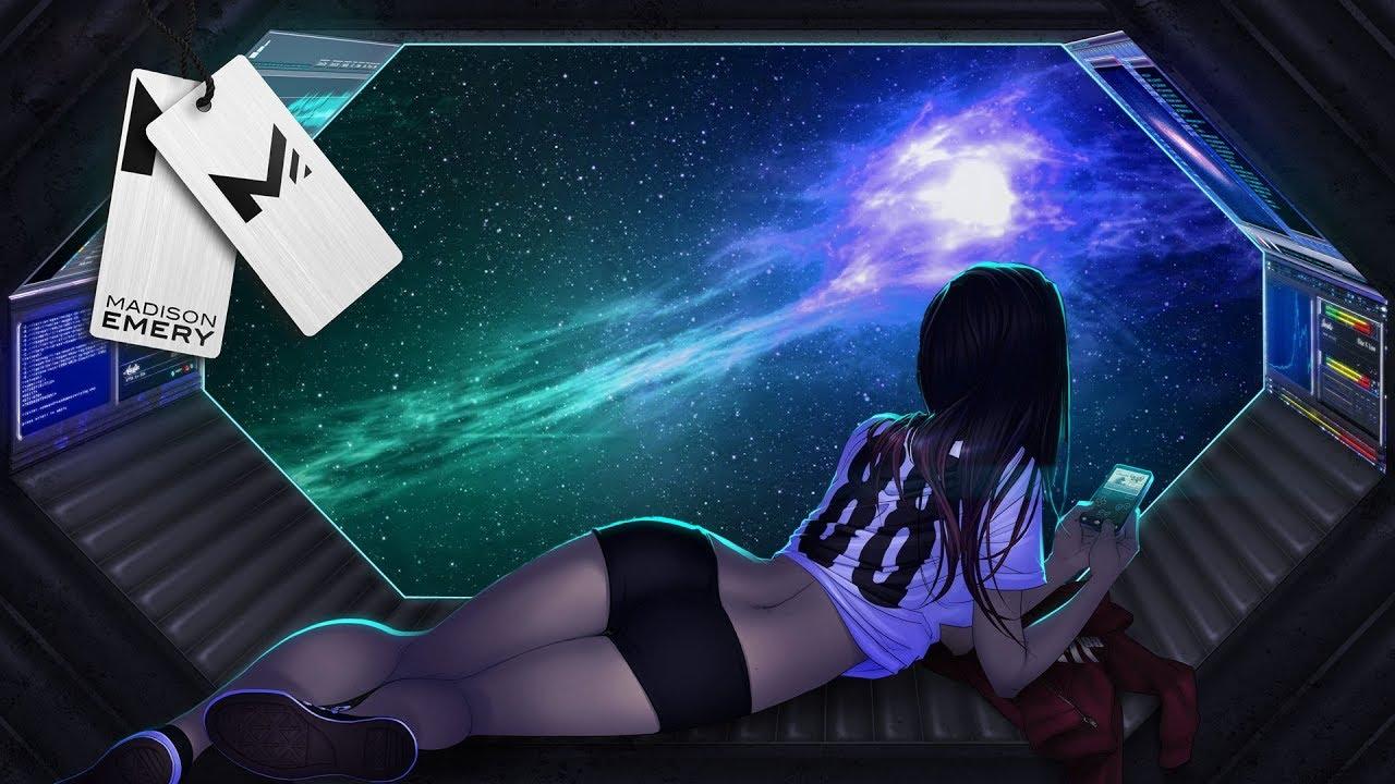 Exploring The Cosmos. Relaxing 4K Screensaver. HD Anime Girl