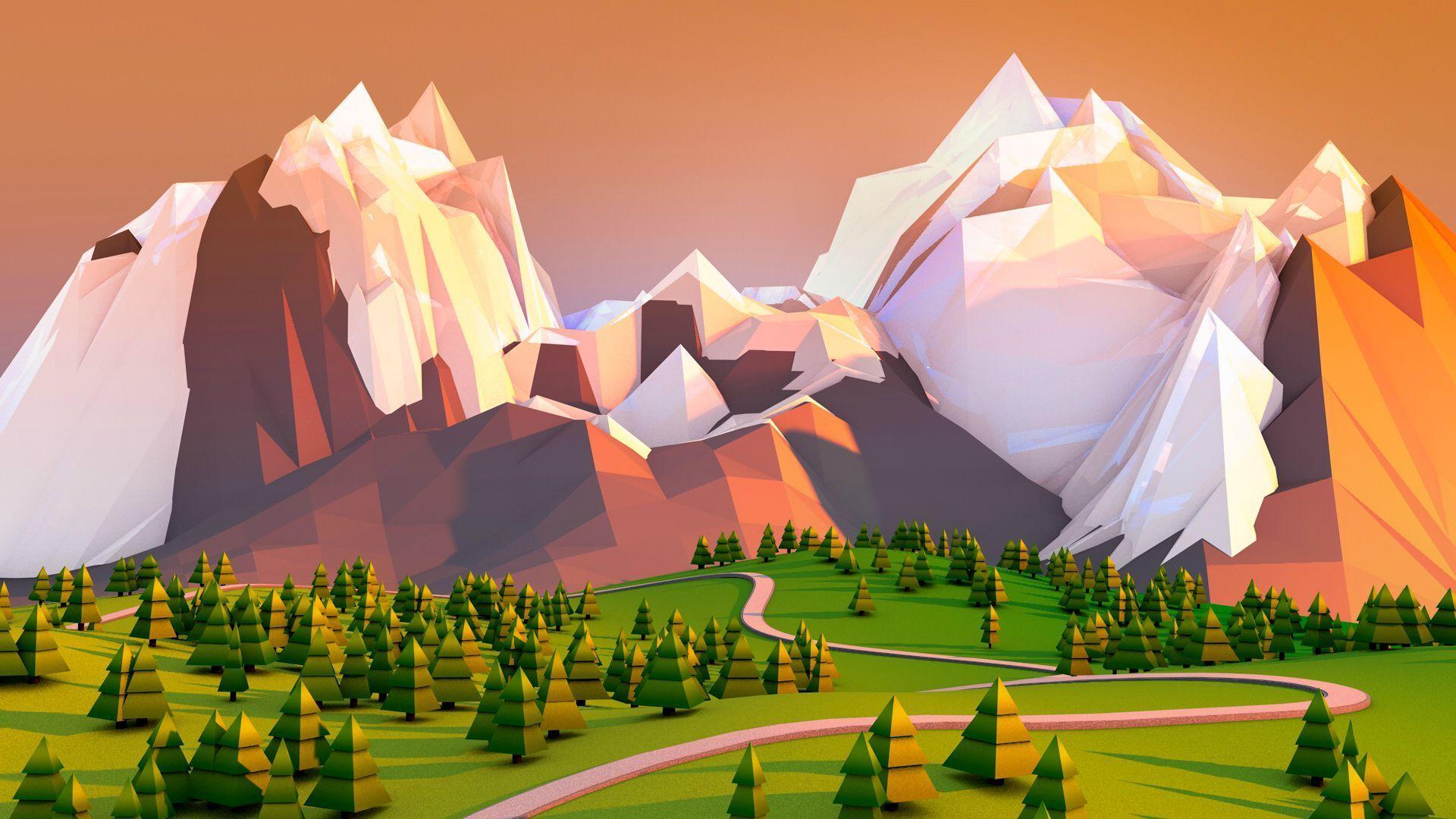 Alpine Landscape Vector Wallpaper free desktop background and wallpaper