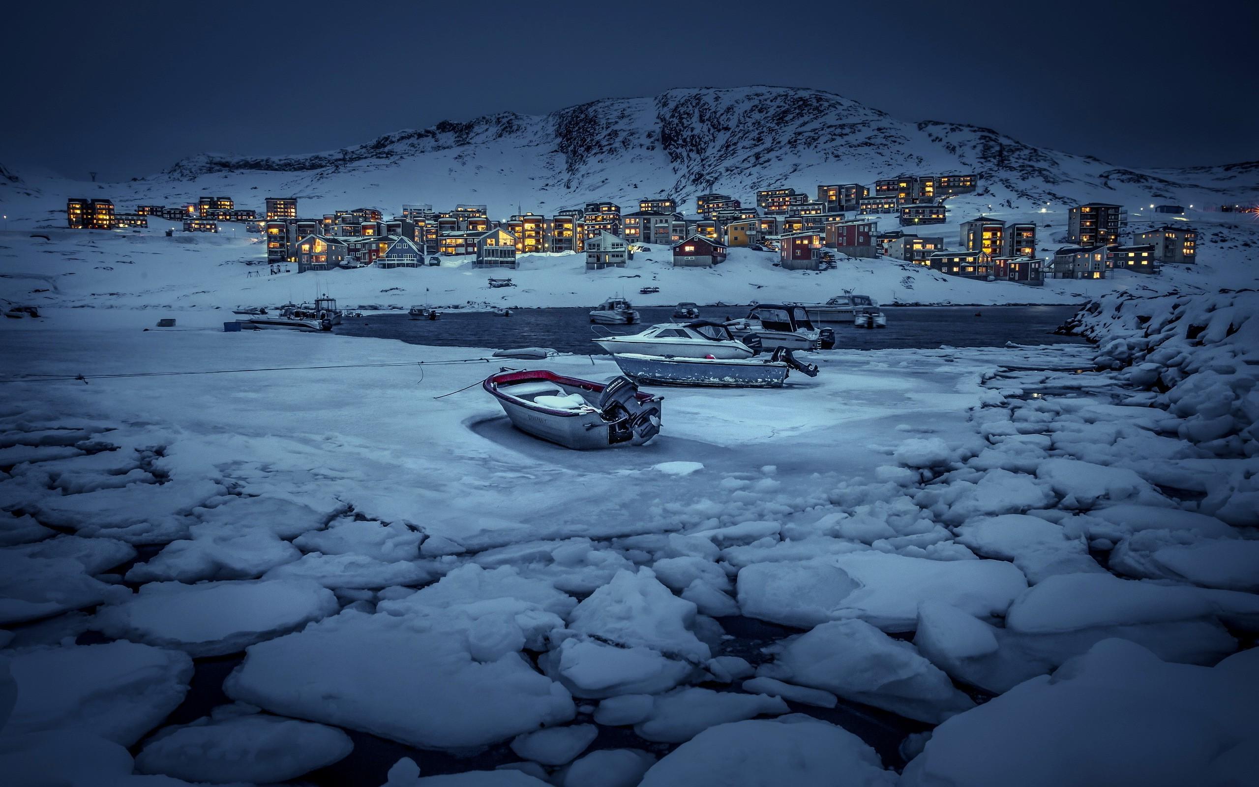 nature, Landscape, Mountain, Snow, Water, Winter, Boat