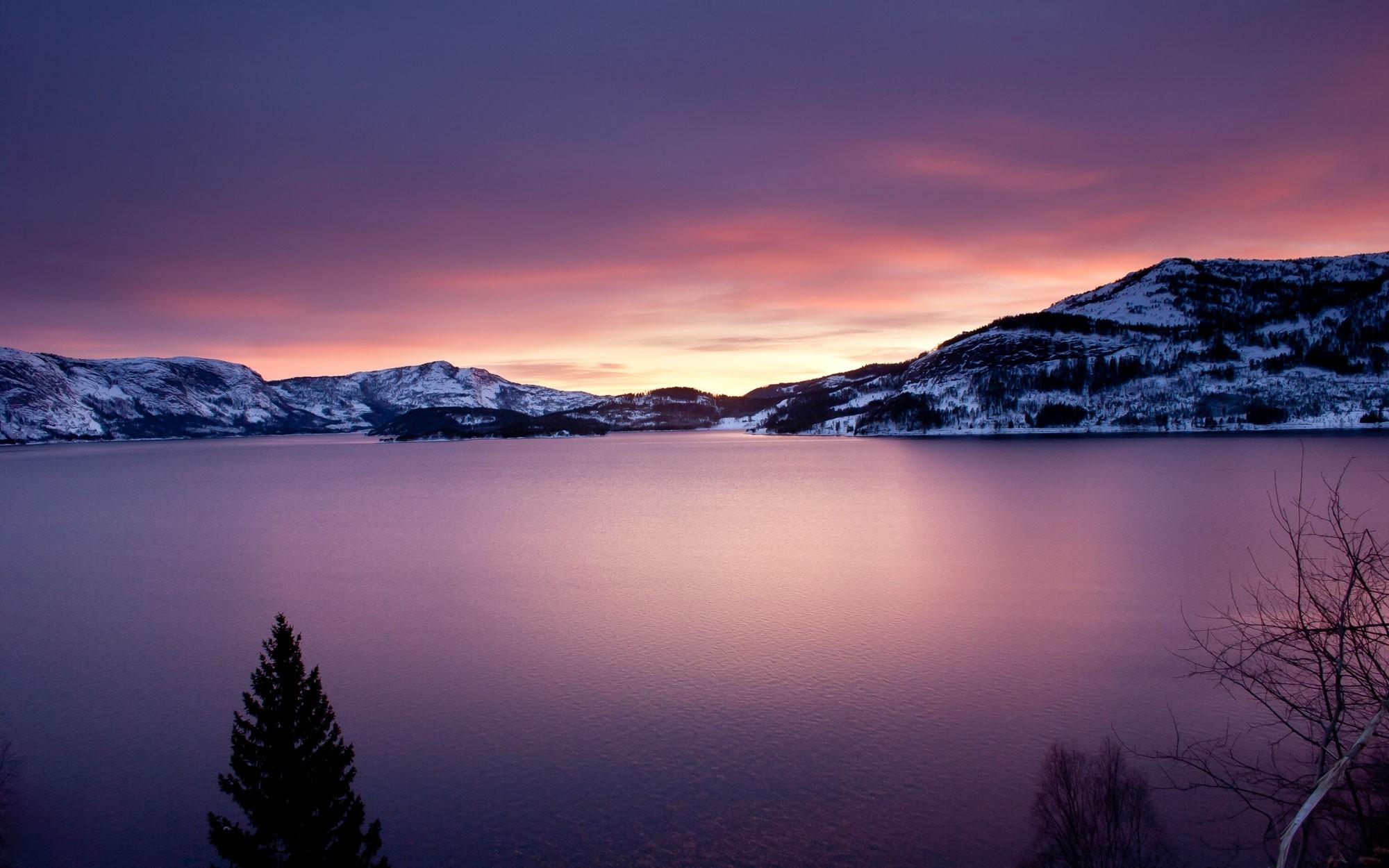 nature, Landscape, Mountain, Snow, Winter, Norway, Sunset