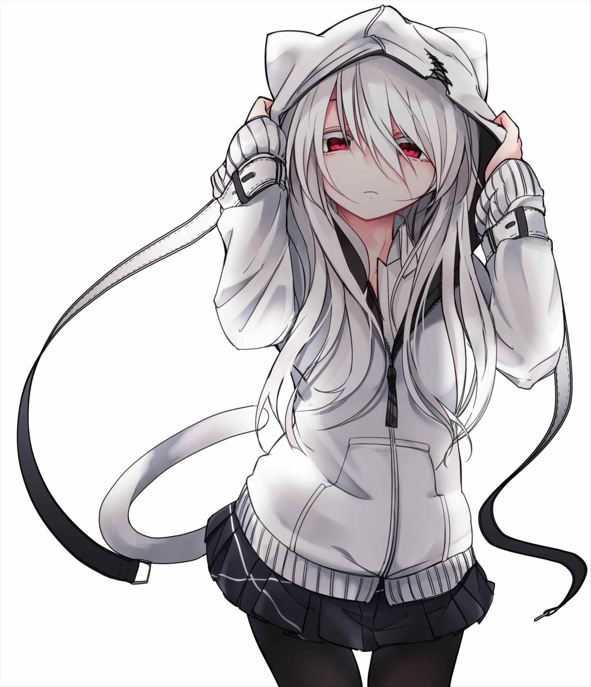 hot sexy white hair anime girl