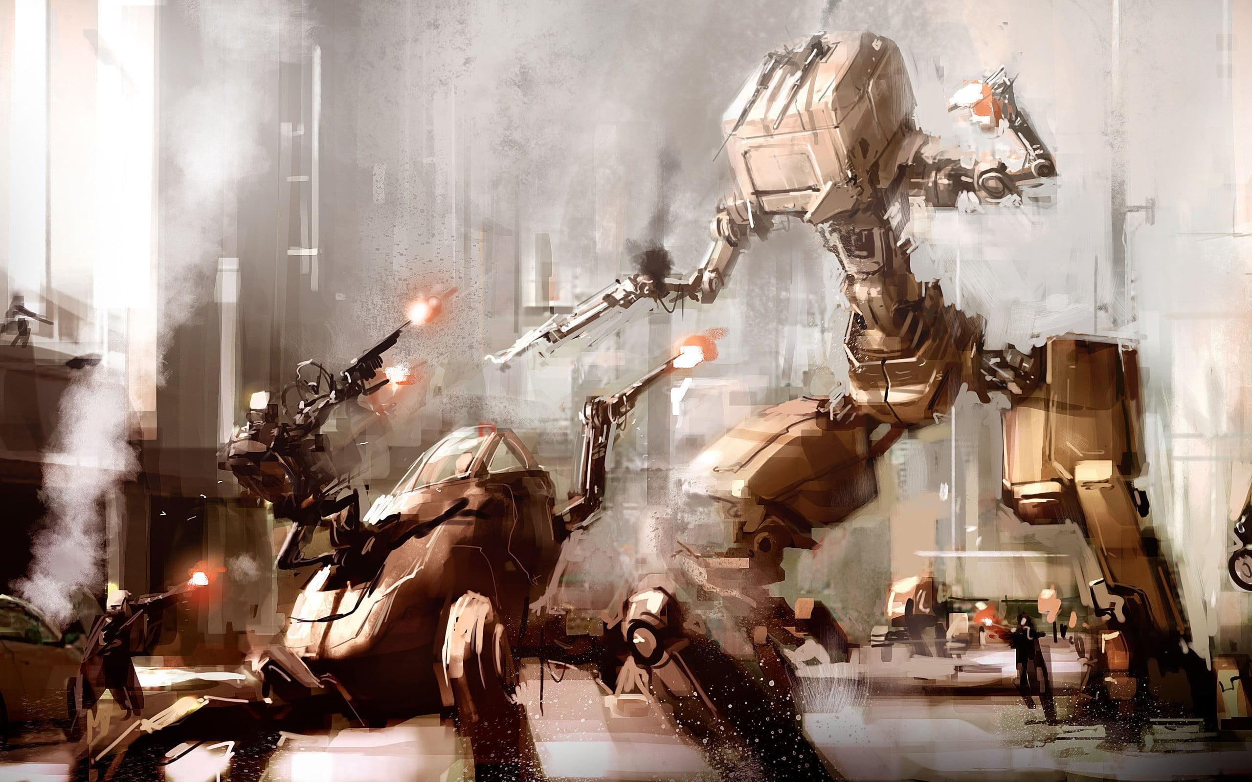 Robot wallpaper, science fiction, futuristic, artwork