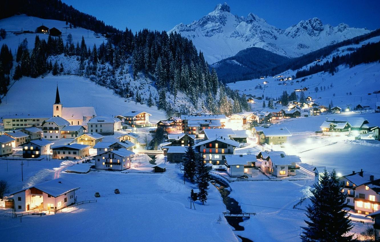 Wallpaper winter, night, Austria, resort, Austria image