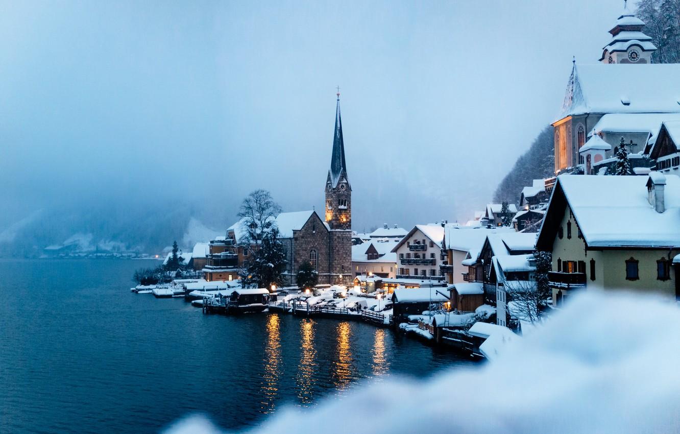 Wallpaper winter, water, fog, lake, home, Austria, Austria