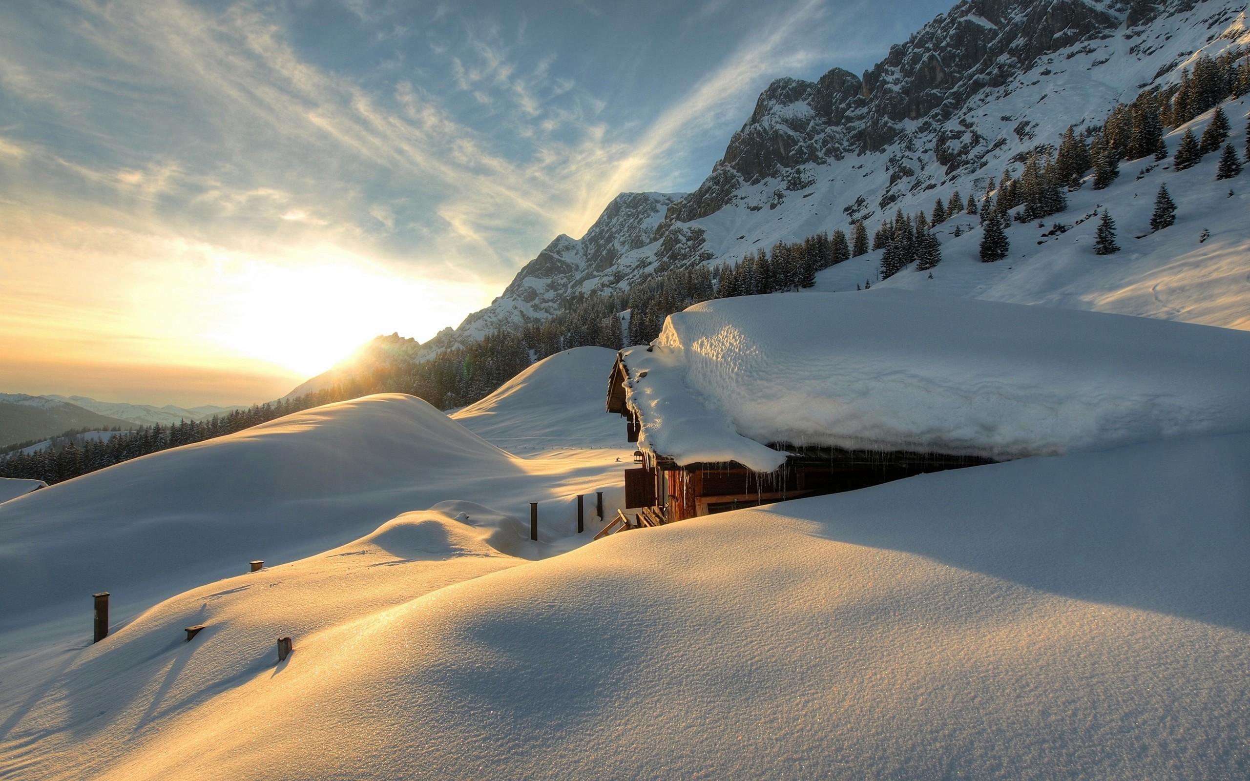 Download 2560x1600 Austria, Snow, Mountain, Sunlight, Winter
