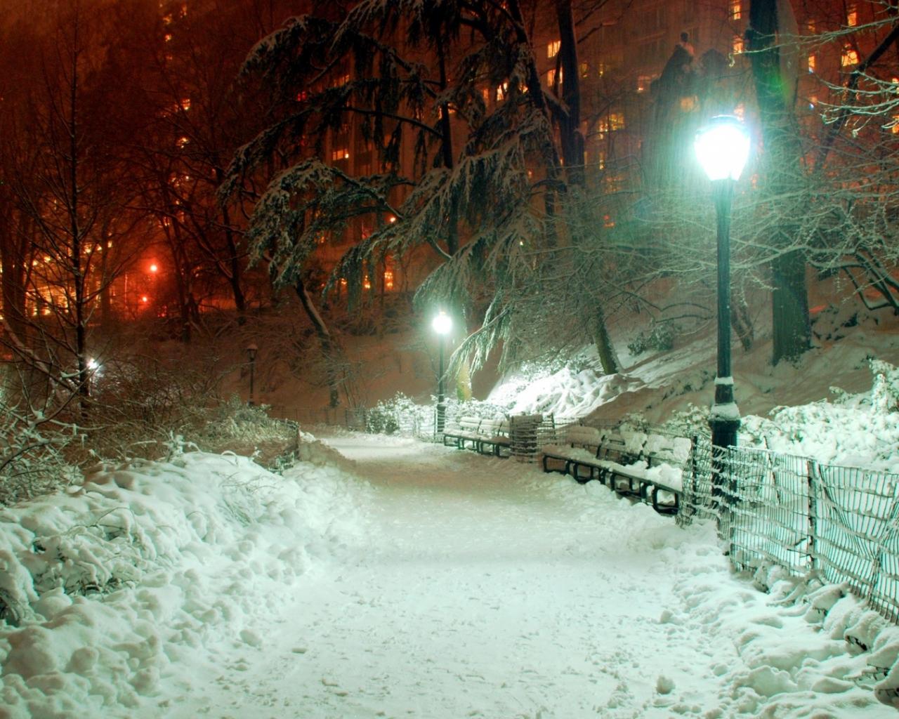 Free download Full HD Wallpaper central park winter lantern