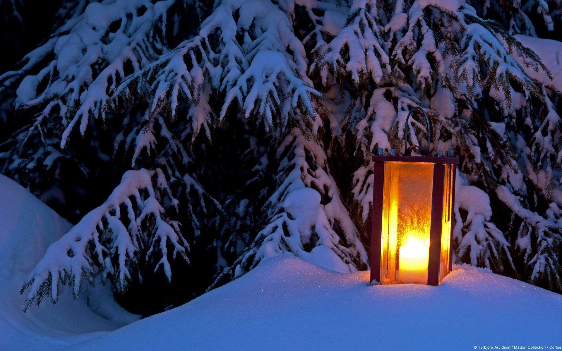 Lantern in the Snow HD Wallpaper. Background Image