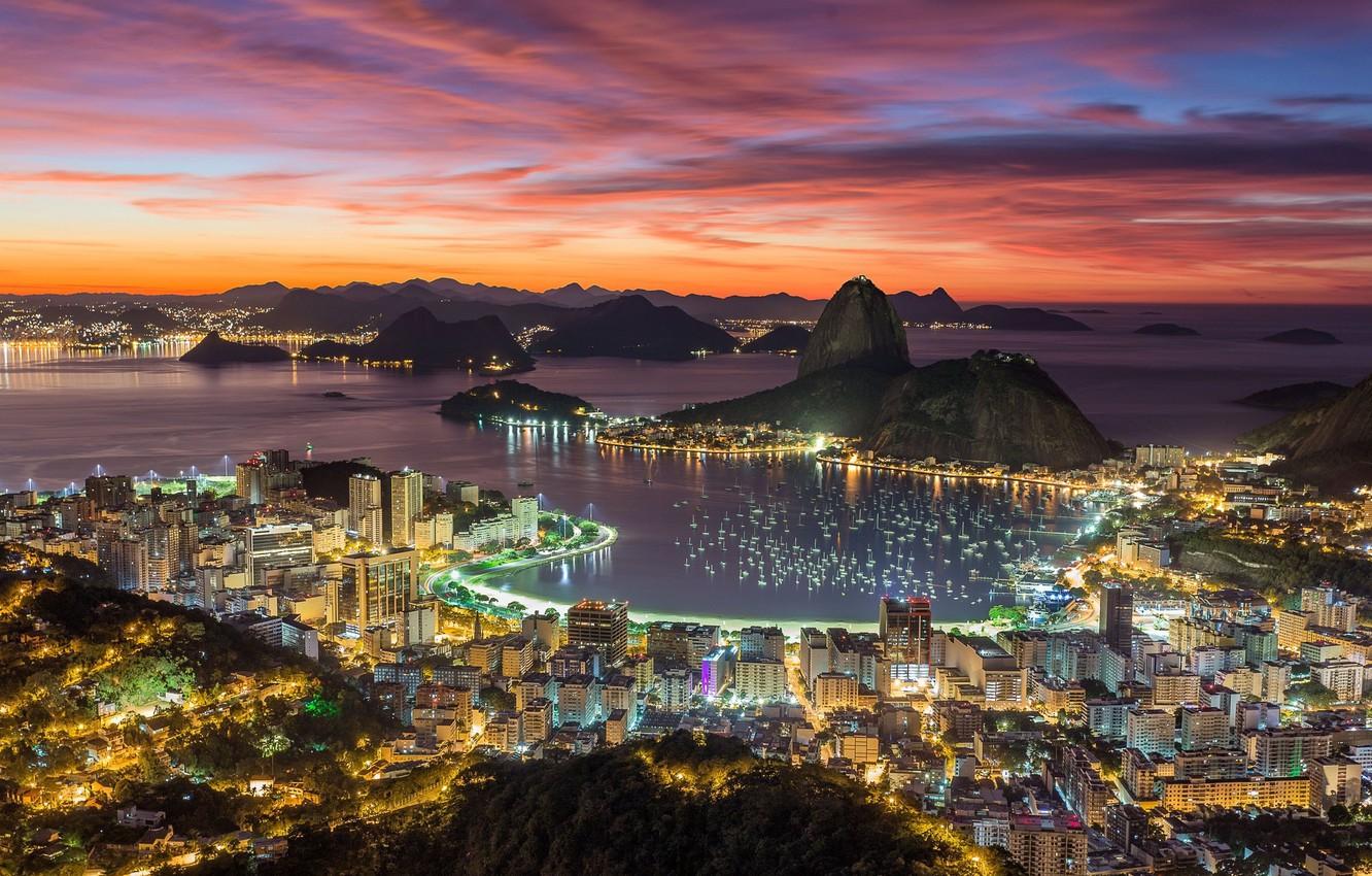 Wallpaper lights, panorama, Brazil, the view from the top, Rio de
