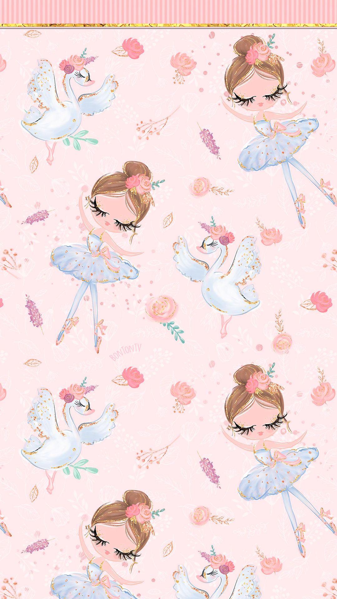 Phone Wallpaper HD Cute Pink Swan Lake Ballerina