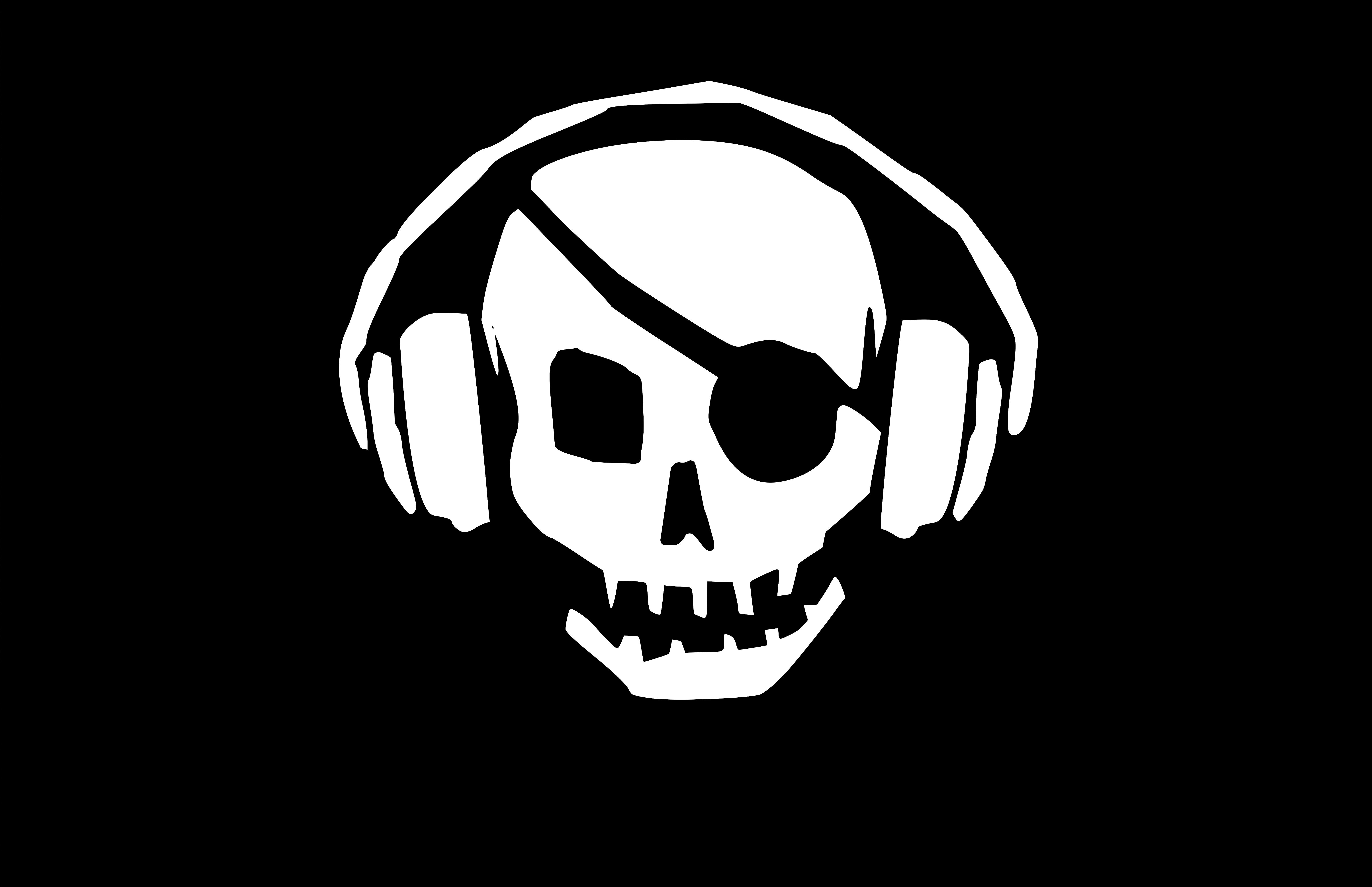 Pirate Skull Headphones 1366x768 Resolution HD 4k Wallpaper, Image, Background, Photo and Picture