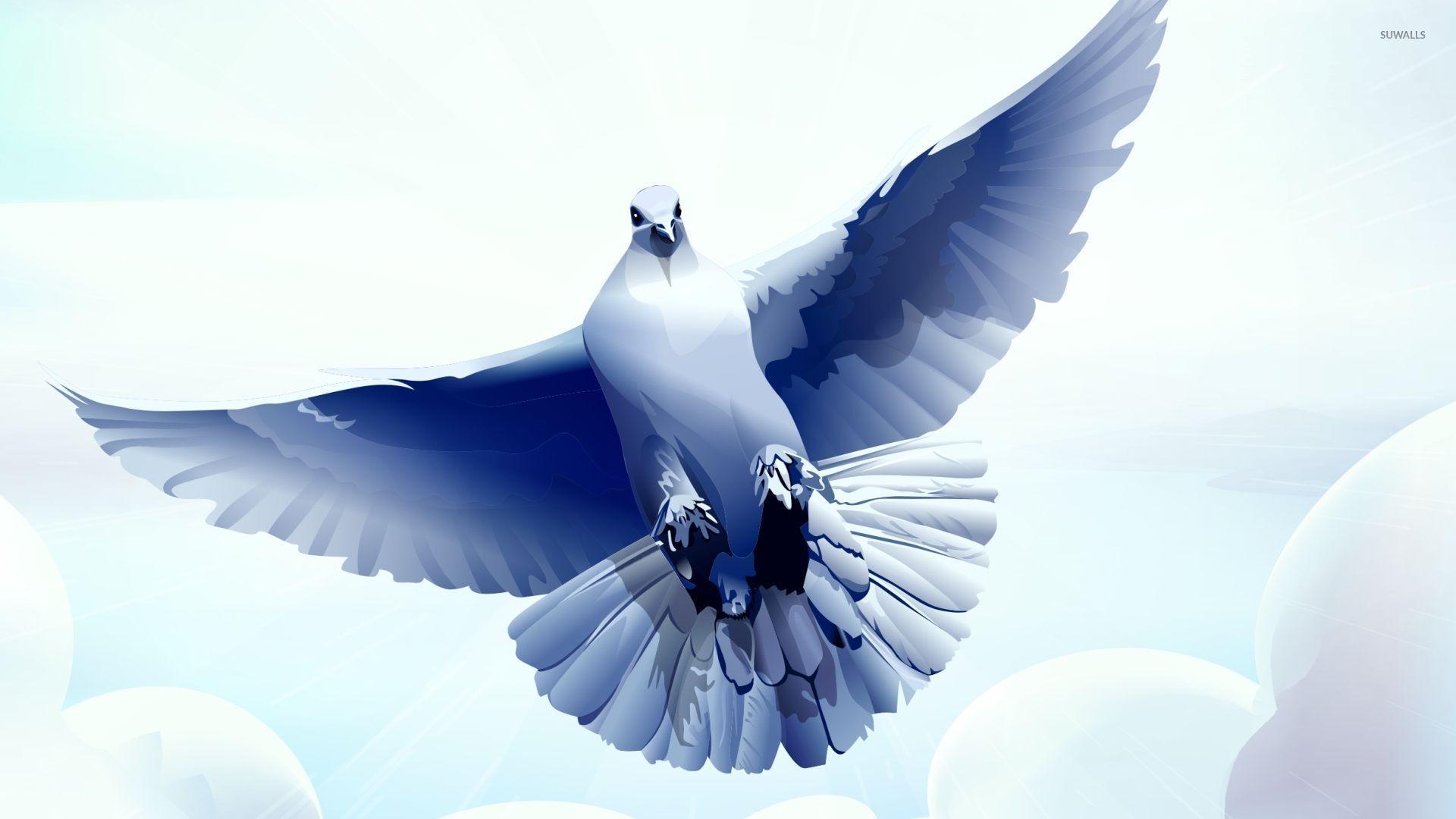 Dove with wings spread wallpaper wallpaper