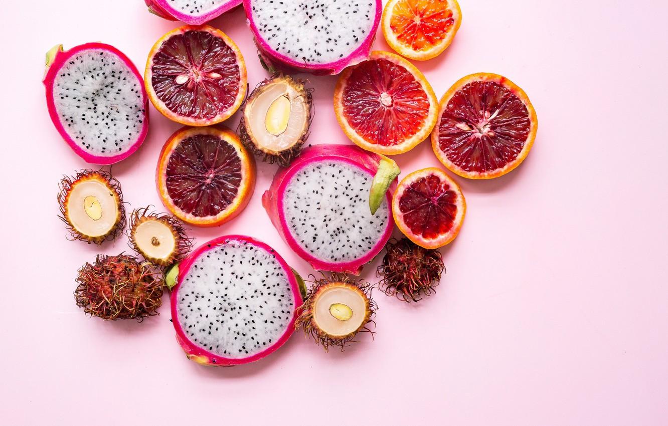 Wallpaper exotic, lychee, pitaya, dragon fruit image