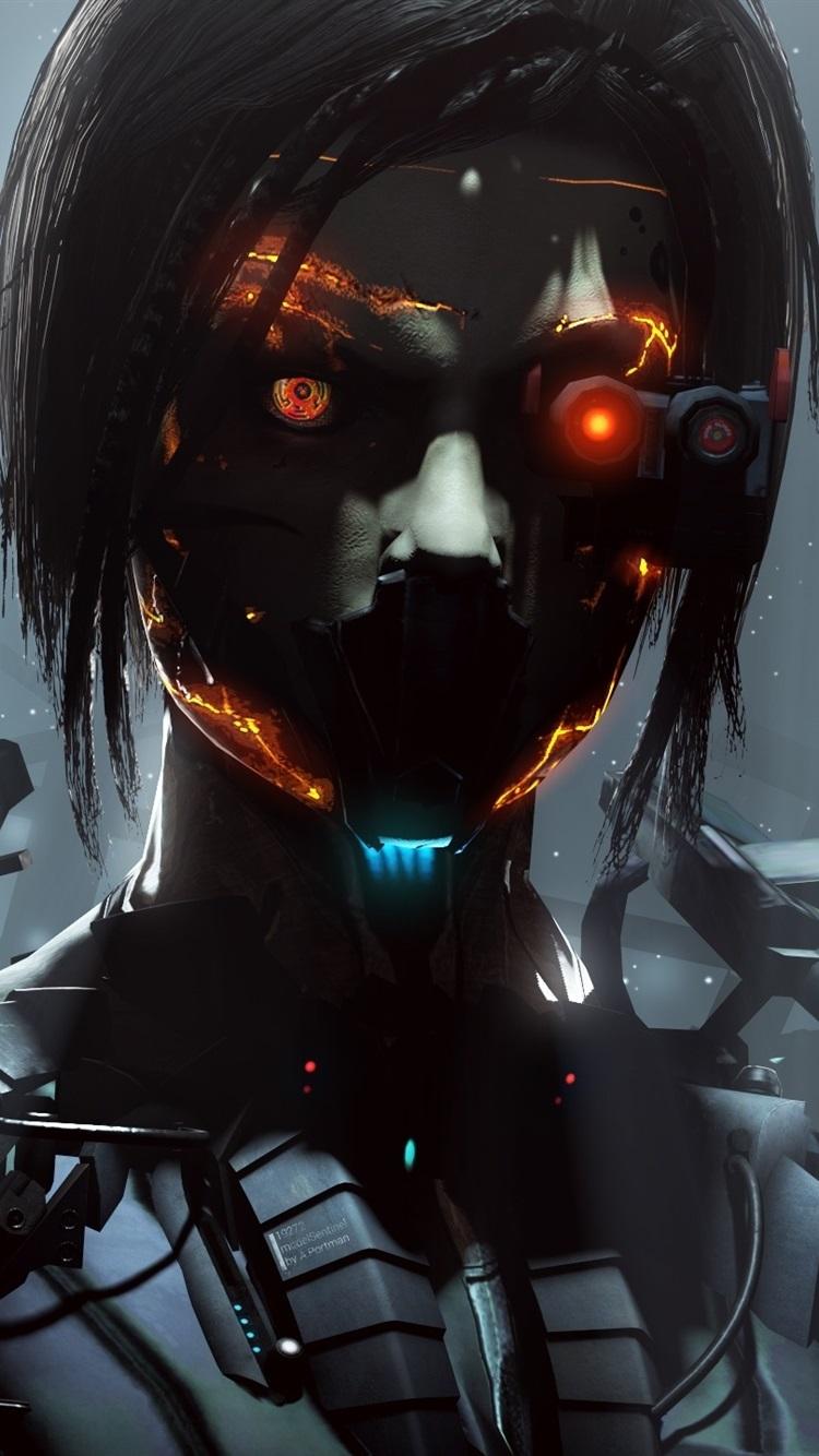 Cyborg, robot, girl, fantasy, creative picture 750x1334