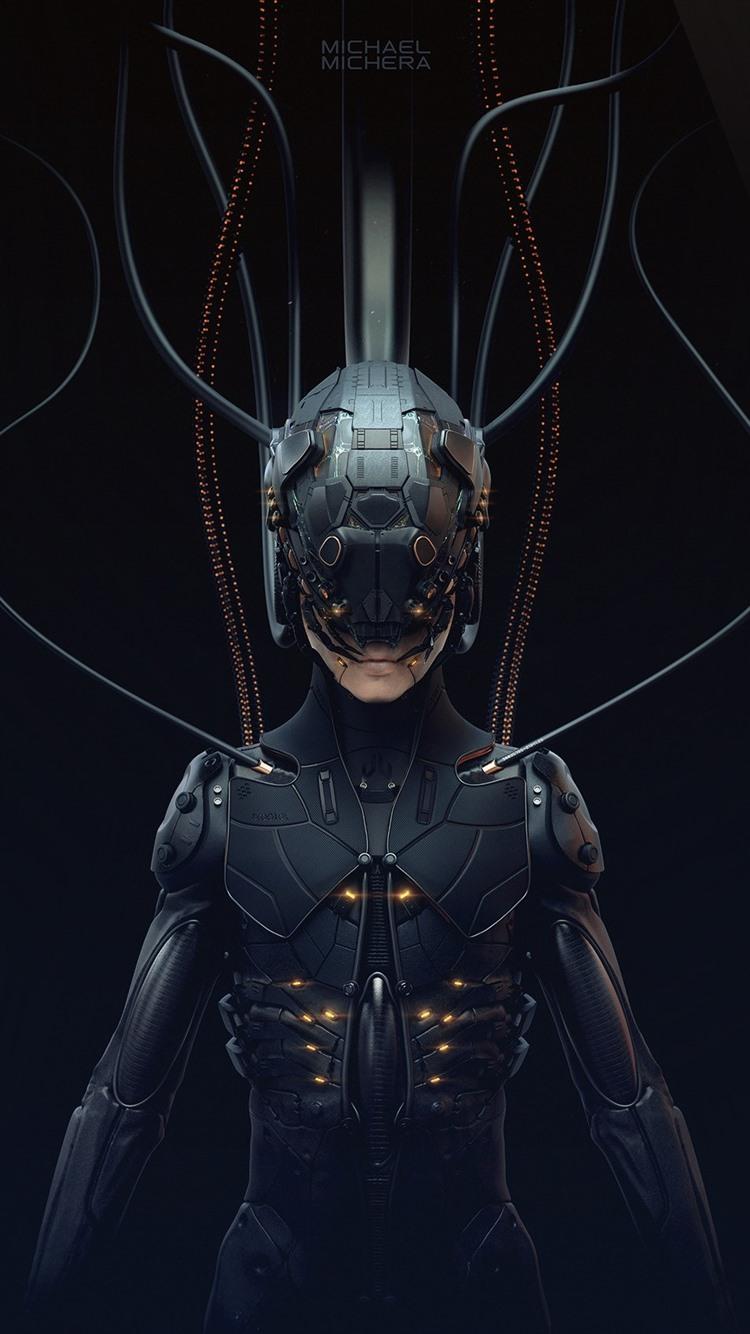 Cyberpunk 2077, cyborg, black backgrounds 750x1334 iPhone 8/7/6/6S