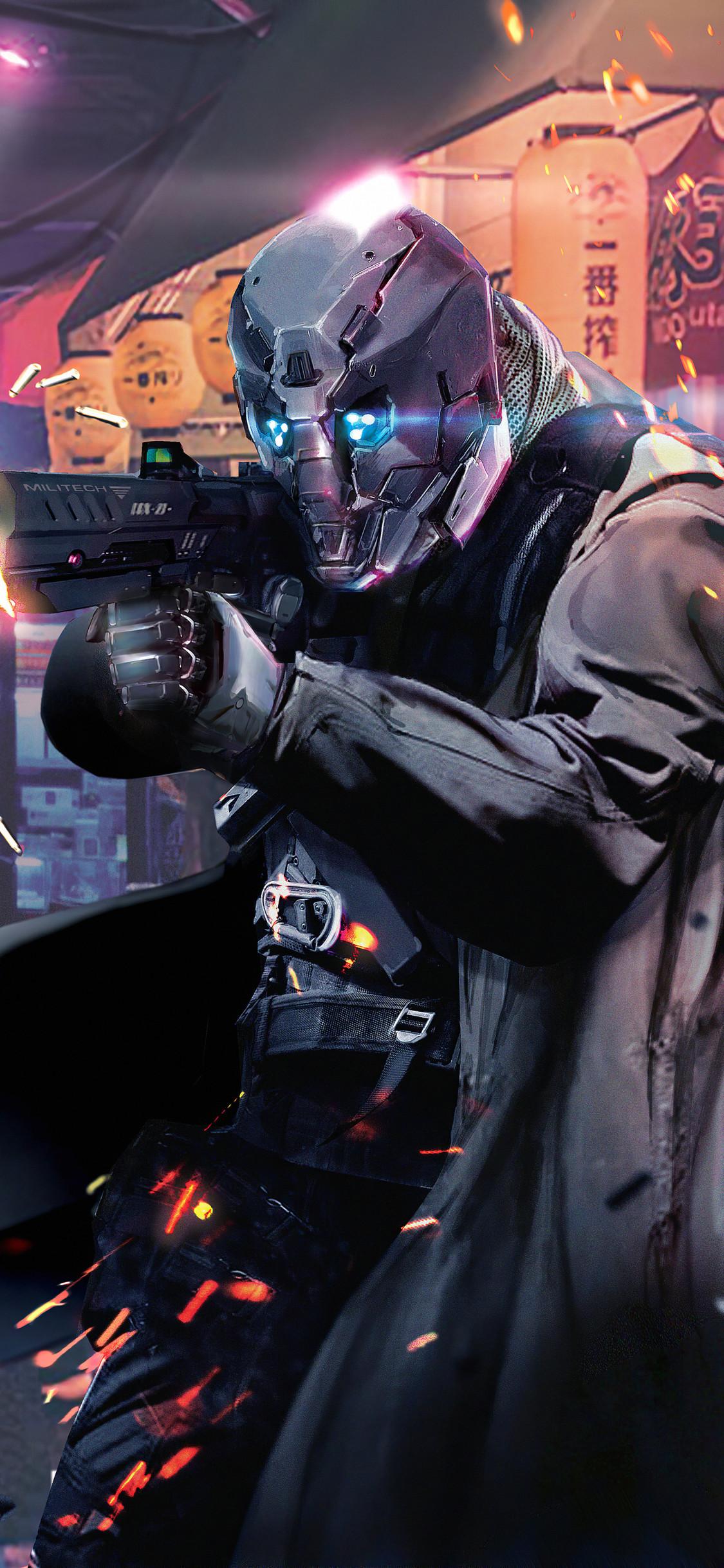 Cyberpunk Cyborg 4k iPhone XS, iPhone 10, iPhone X