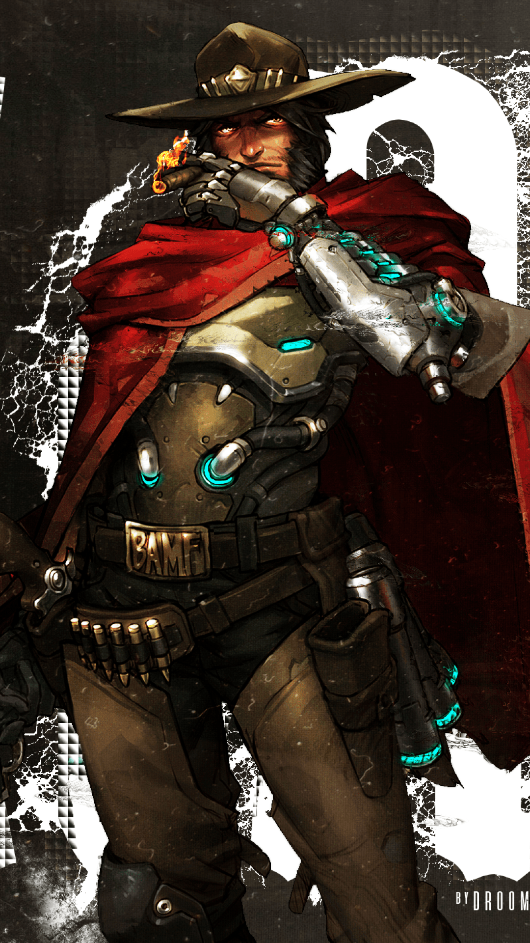 Download 1080x1920 Overwatch, Mcree, Cyborg, Hat, Cape