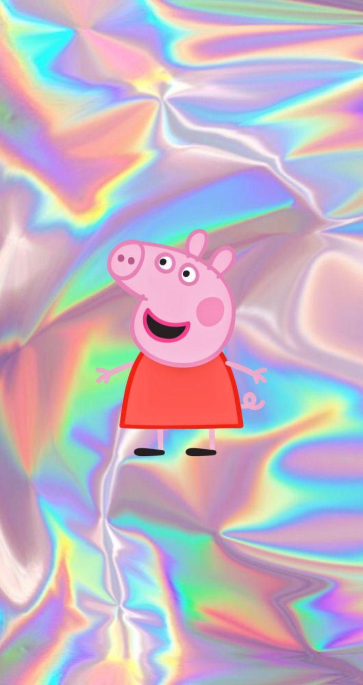 peppa pig holographic holo background wallpaper peppapi