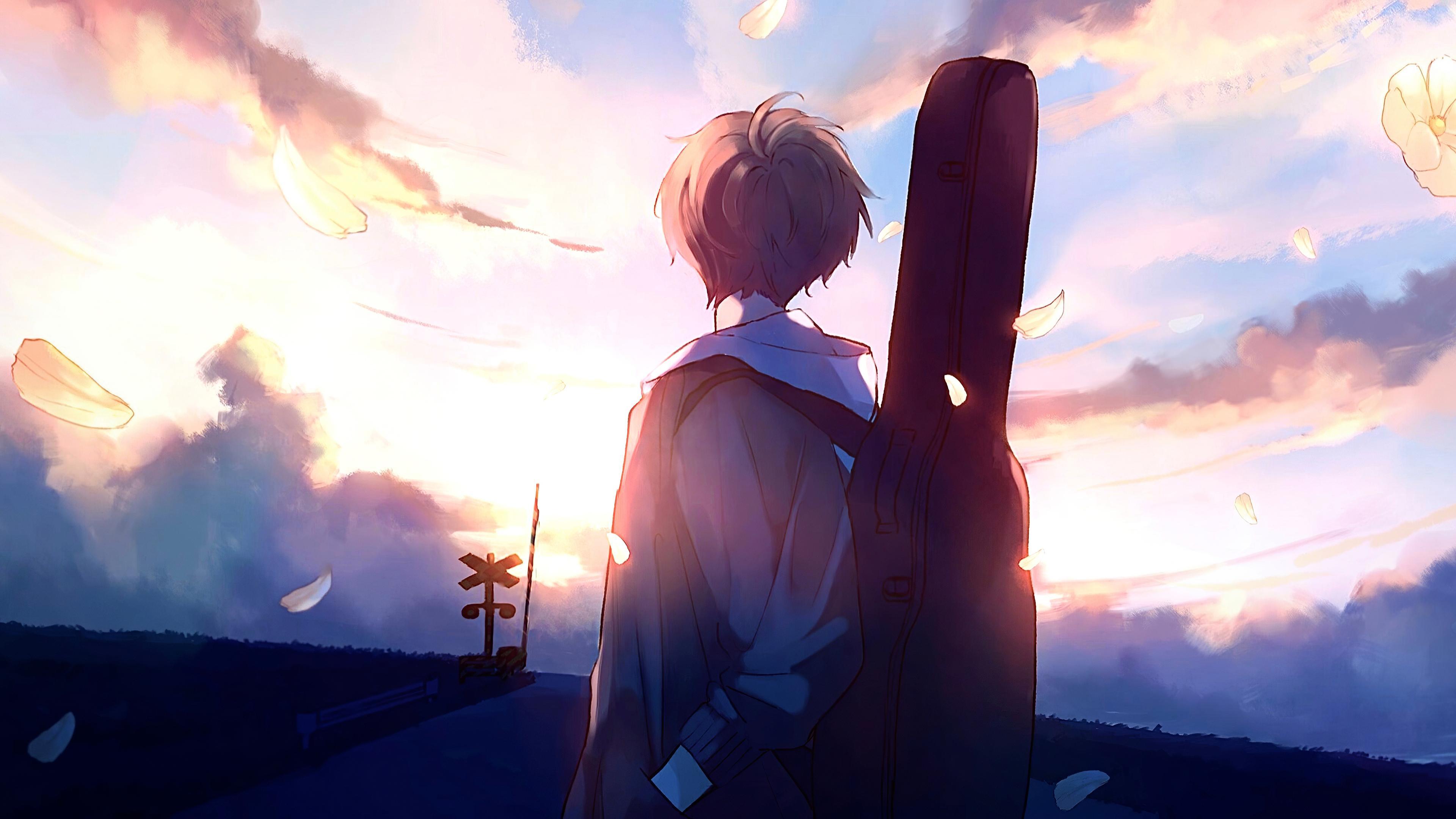 Anime Boy Guitar Painting, HD Anime, 4k Wallpaper, Image