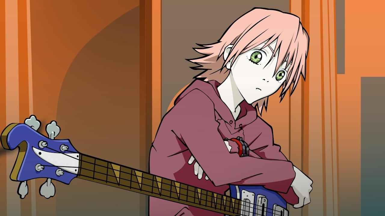 Download wallpaper 1280x720 anime, guy, thought, guitar