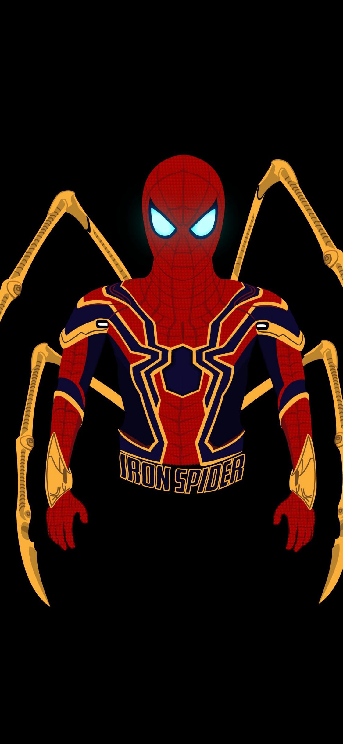 Download 1125x2436 Wallpaper Iron Suit, Spider Man, Marvel