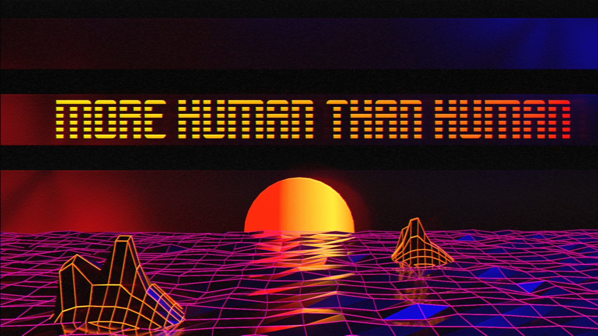 Retro Sunset Seascape with VHS Effect [1920x1080]